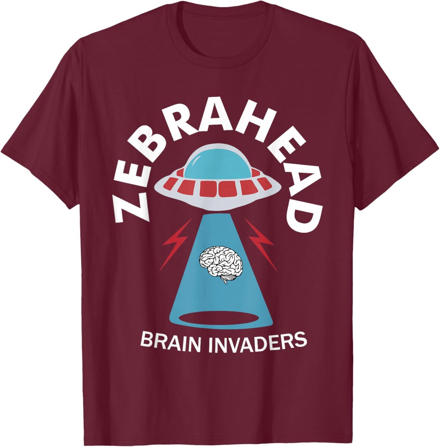 Zebrahead brain invaders Funny design T-Shirt - T-Shirt | Maroon