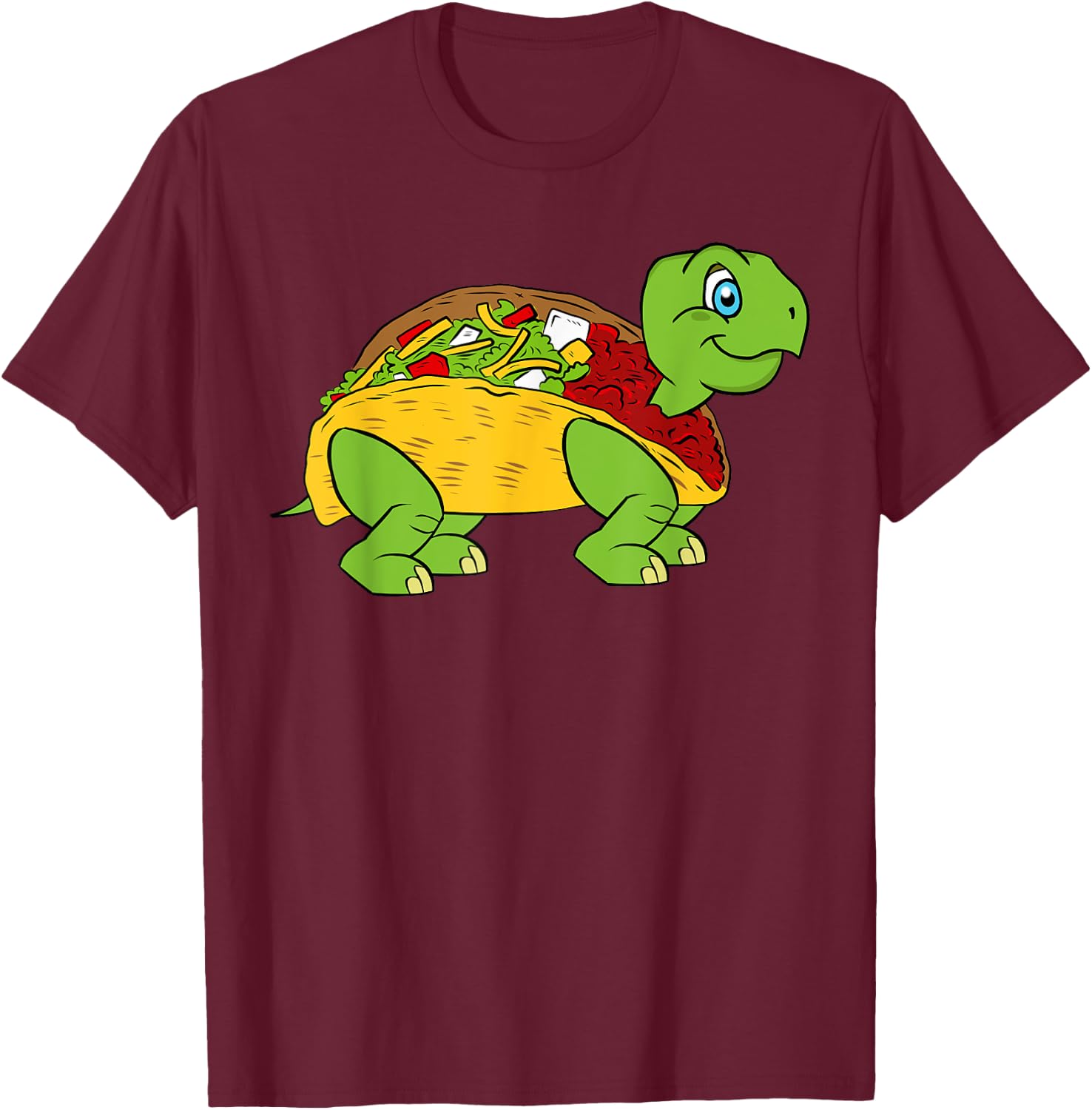Cute Taco Turtle Gift Funny Tacos T-Shirt - T-Shirt | Maroon