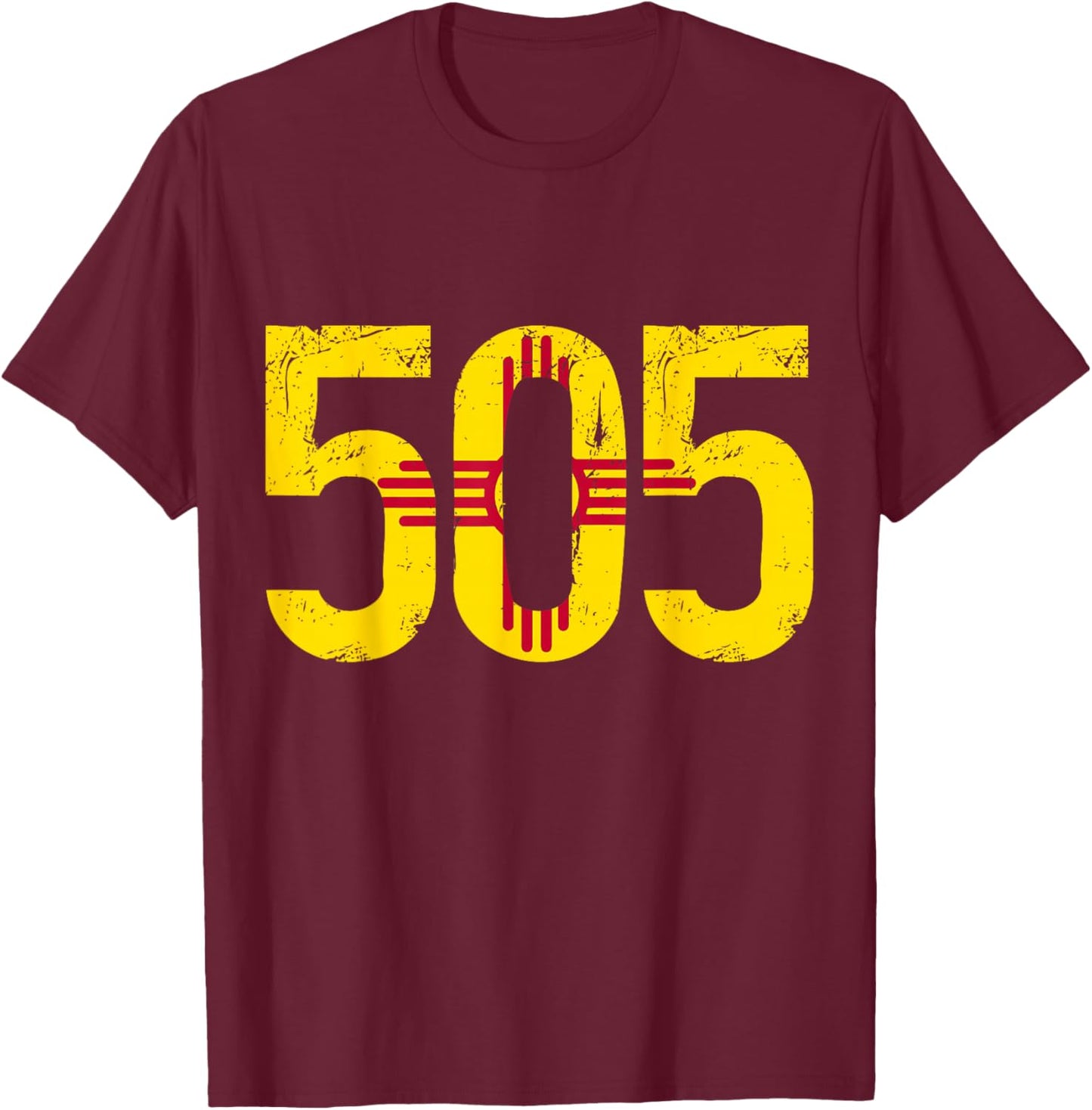 Albuquerque New Mexico 505 Area Code Flag Pride Vintage T-Shirt - T-Shirt | Maroon