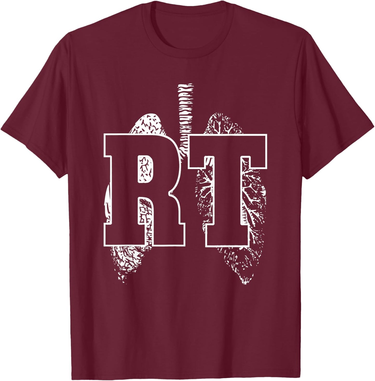 Medical Professional Designs and Gifts Respiratory Therapy - RT - RRT - CRT - Lungs -Adults Black Small T-Shirt - T-Shirt | Maroon