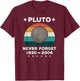 Never Forget Pluto Retro / Vintage Funny Science Planet Joke T-Shirt - T-Shirt | Maroon