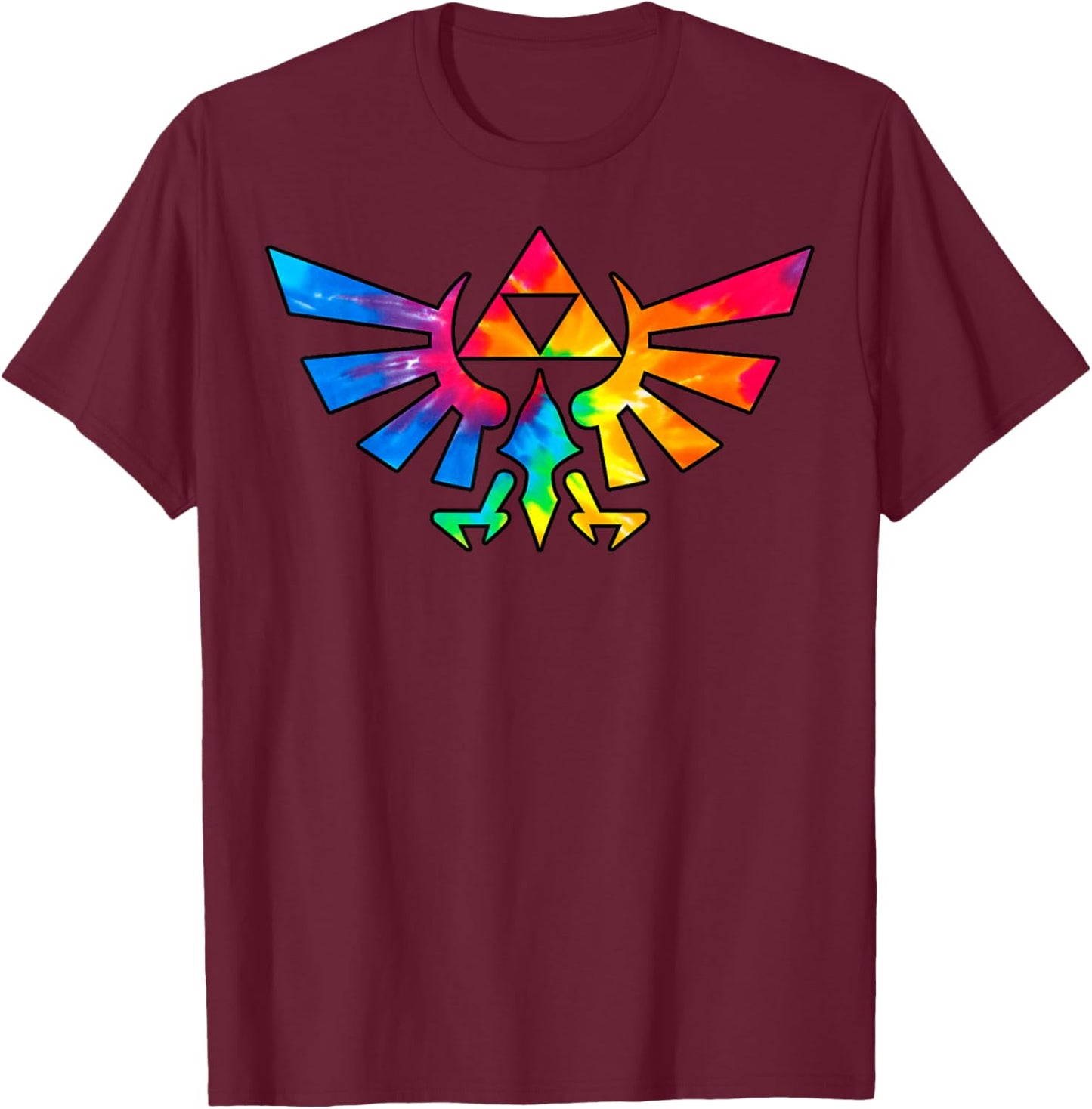 Legend of Zelda Triforce Symbol Tie Dye T-Shirt - T-Shirt | Maroon