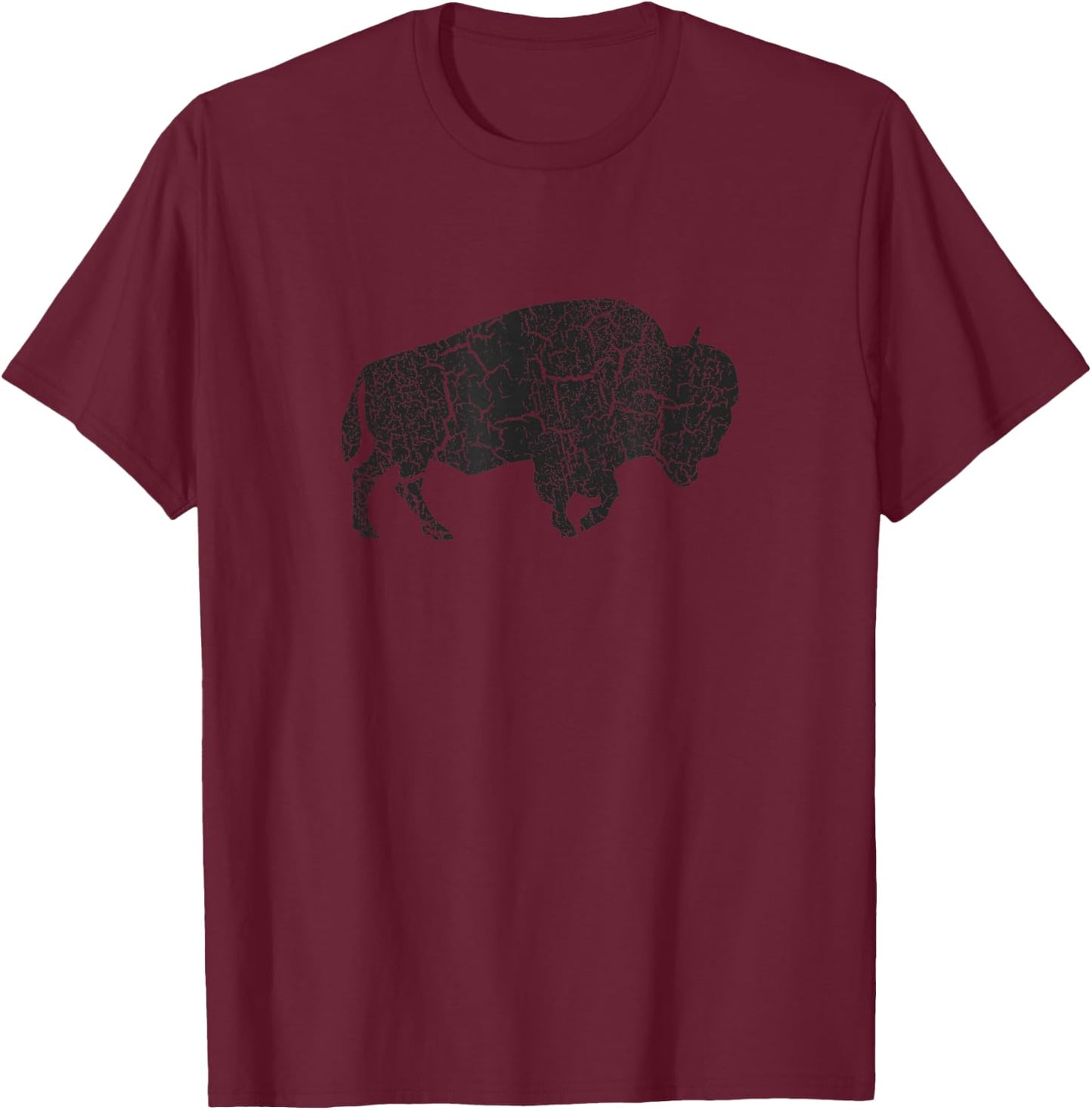 Vintage Distressed Bison T-Shirt - T-Shirt | Maroon