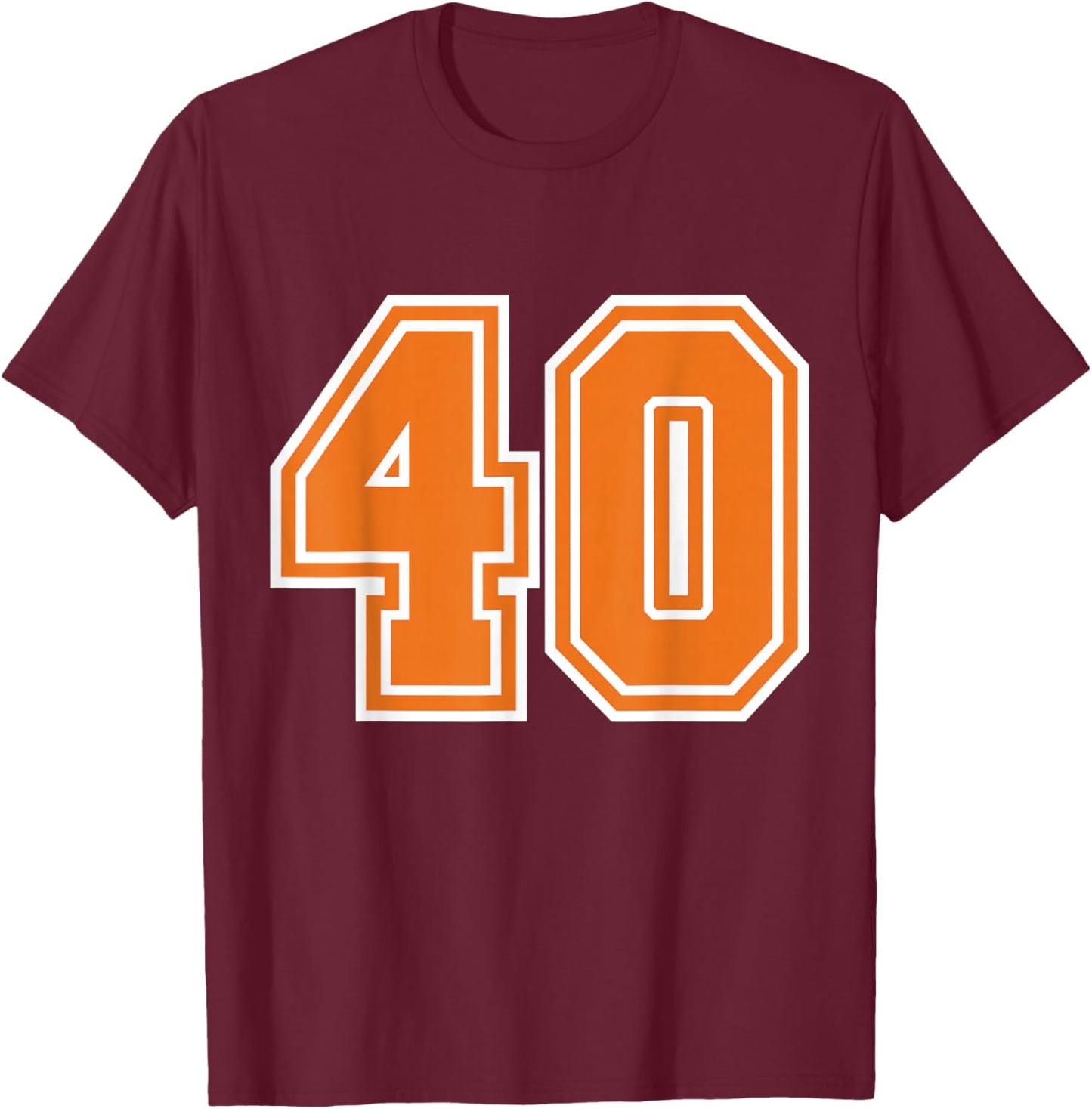 Athletic Sports Team Number #40 T-Shirt - T-Shirt | Maroon