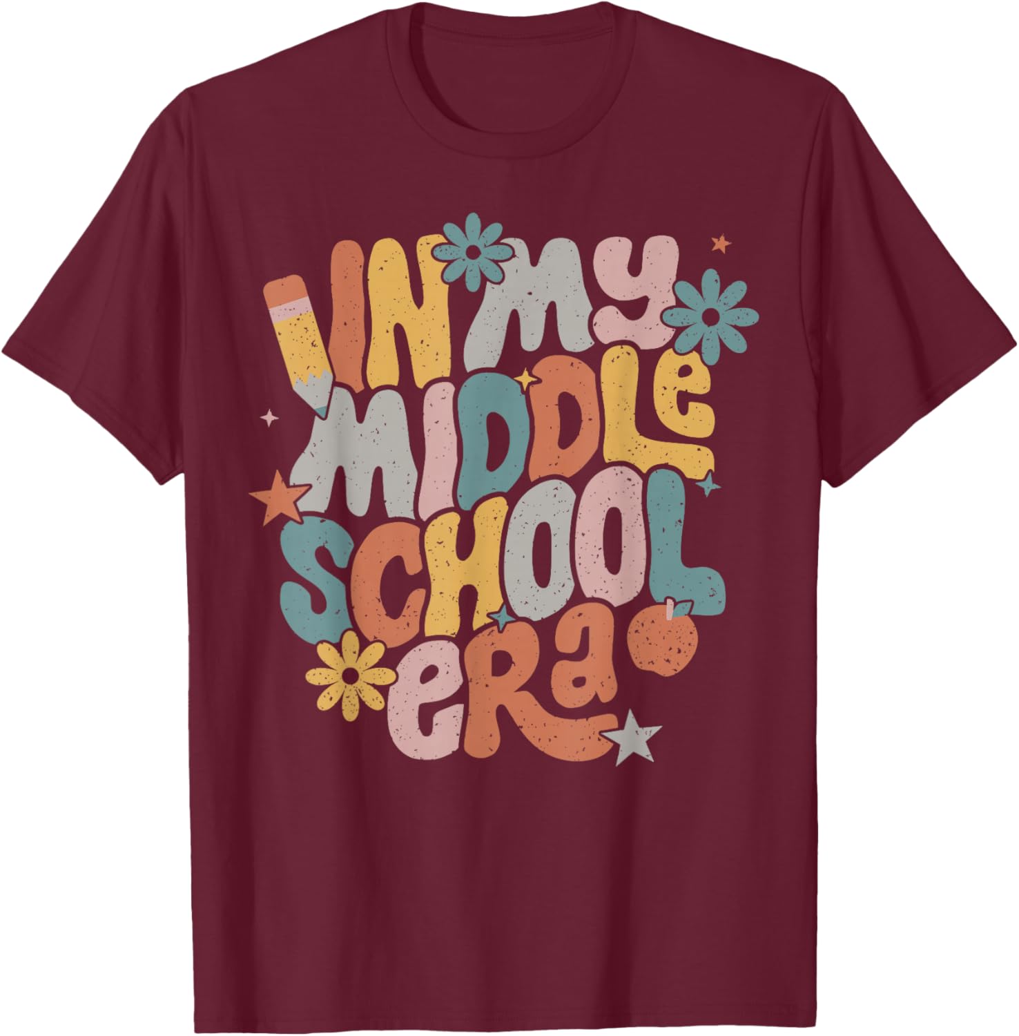 In My Middle School Era 5th Grade Graduation Back To School T-Shirt - T-Shirt | Maroon