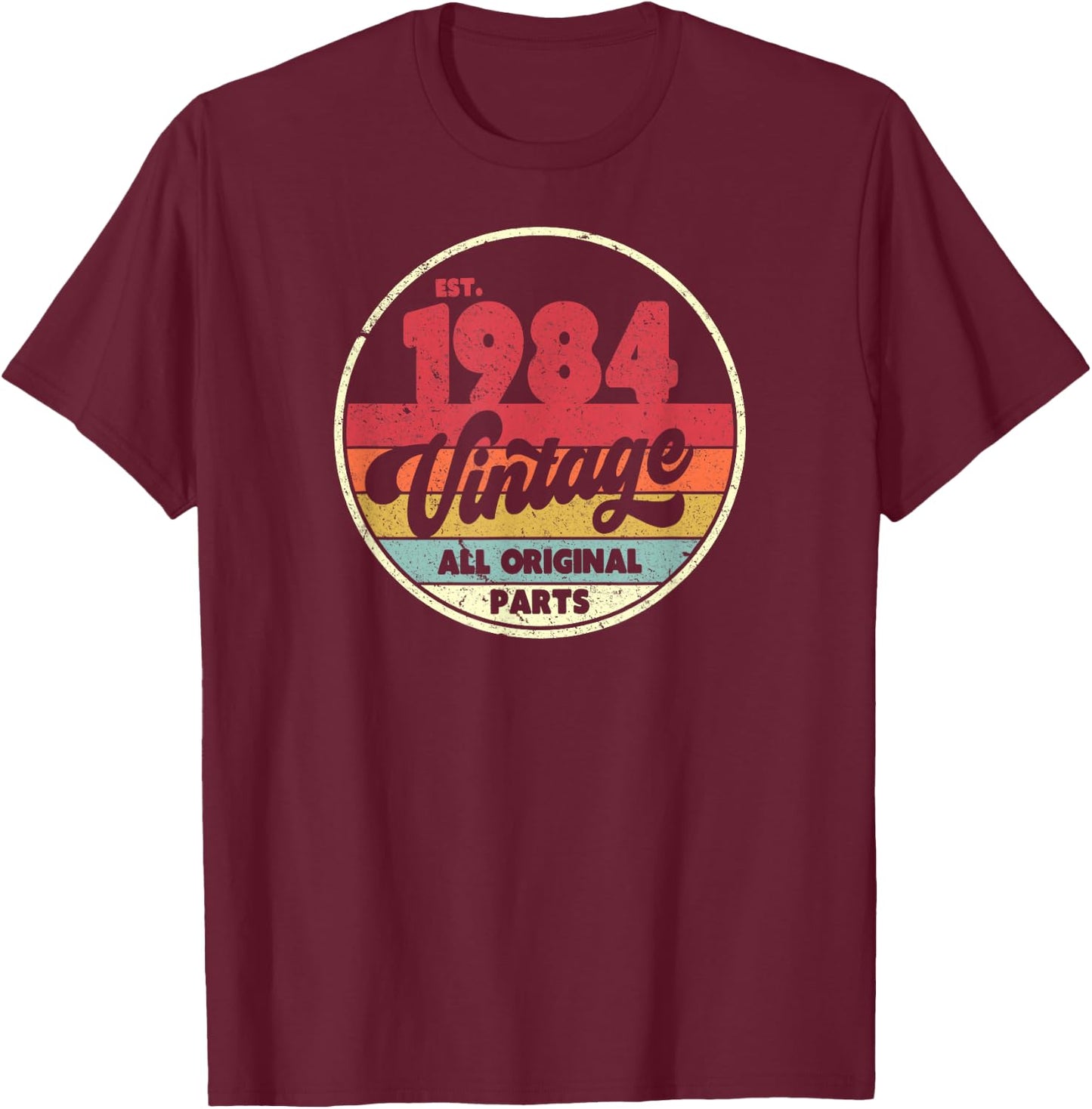 1984 Vintage Shirt, Birthday Gift . Retro Style T-Shirt - T-Shirt | Maroon