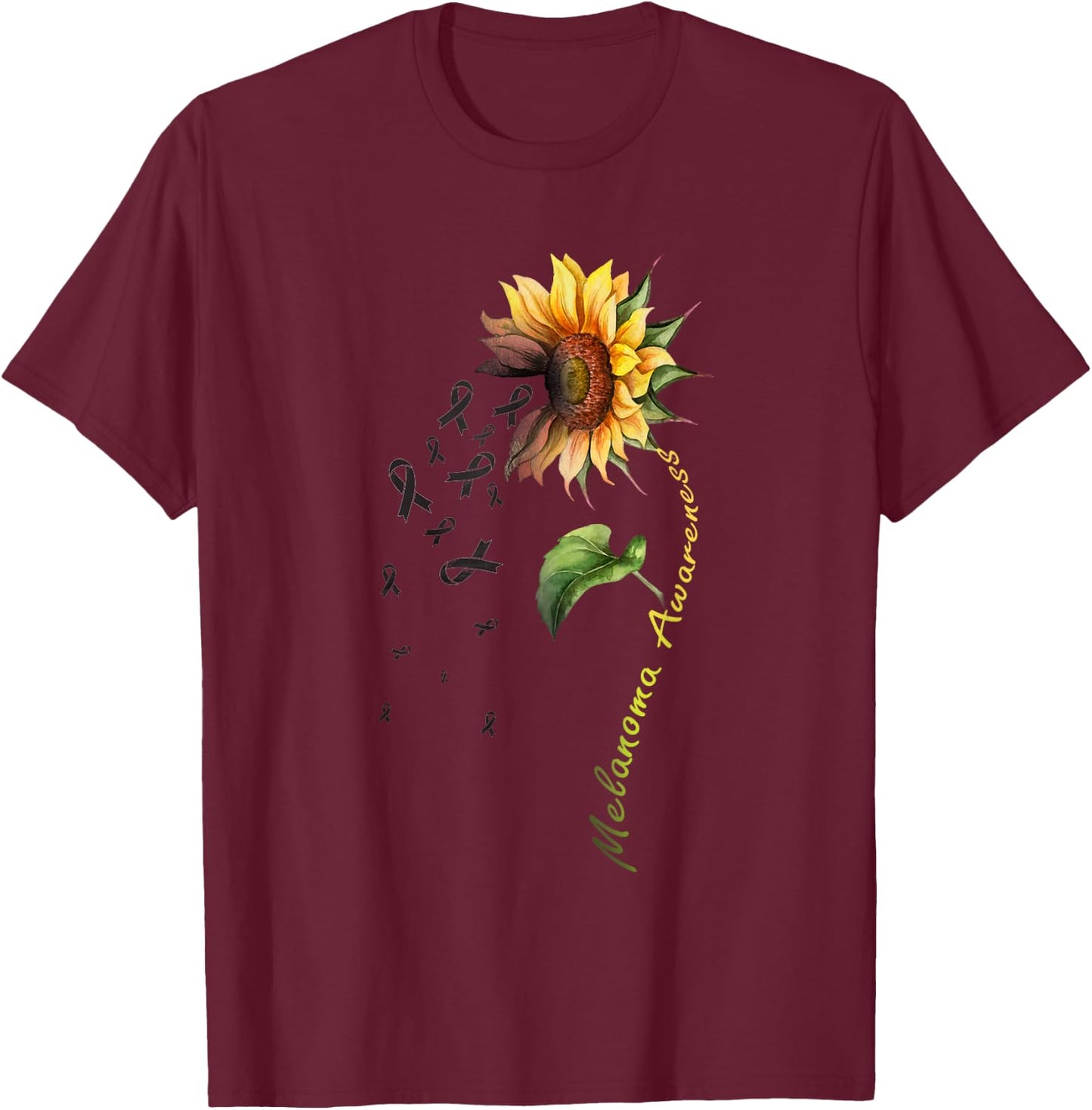 Melanoma Awareness Sunflower Shirt T-Shirt - T-Shirt | Maroon