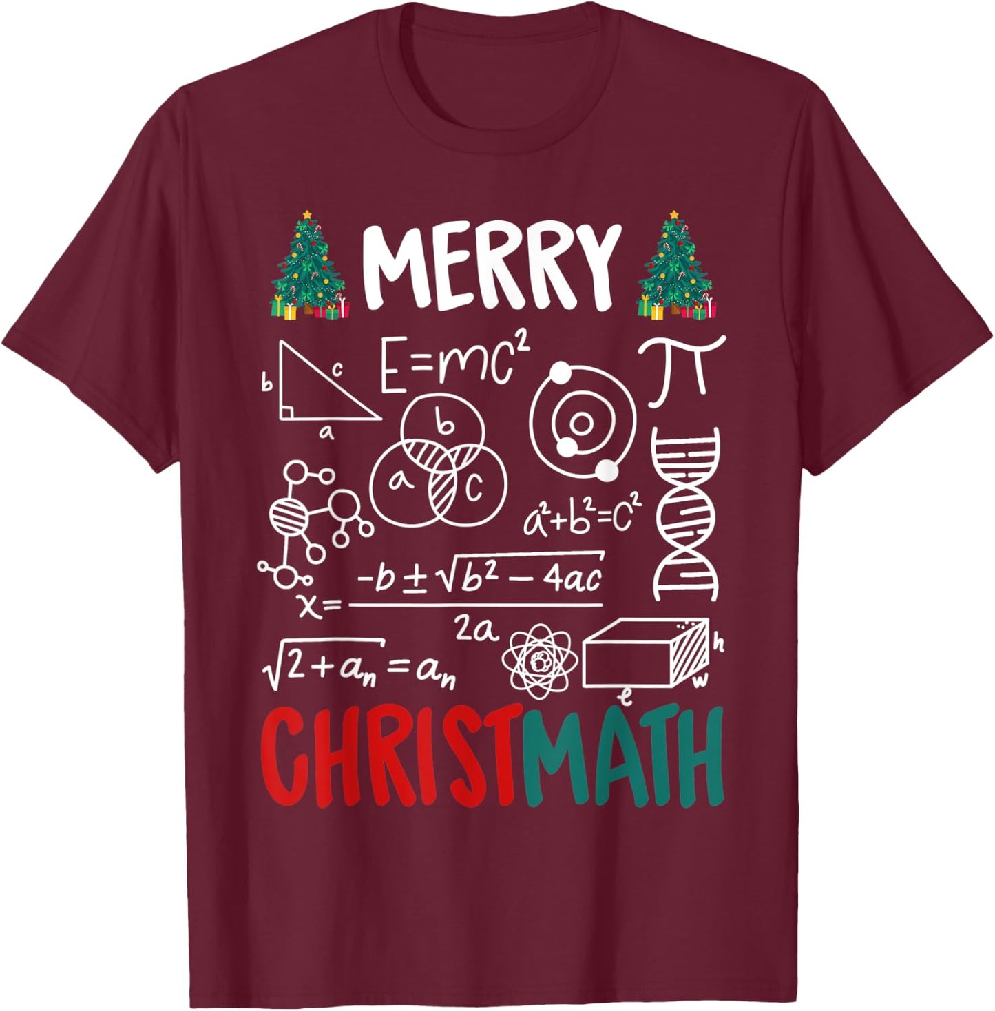 Merry Christmath – Math Christmas for Math Teacher Women Kids T-Shirt - T-Shirt | Maroon