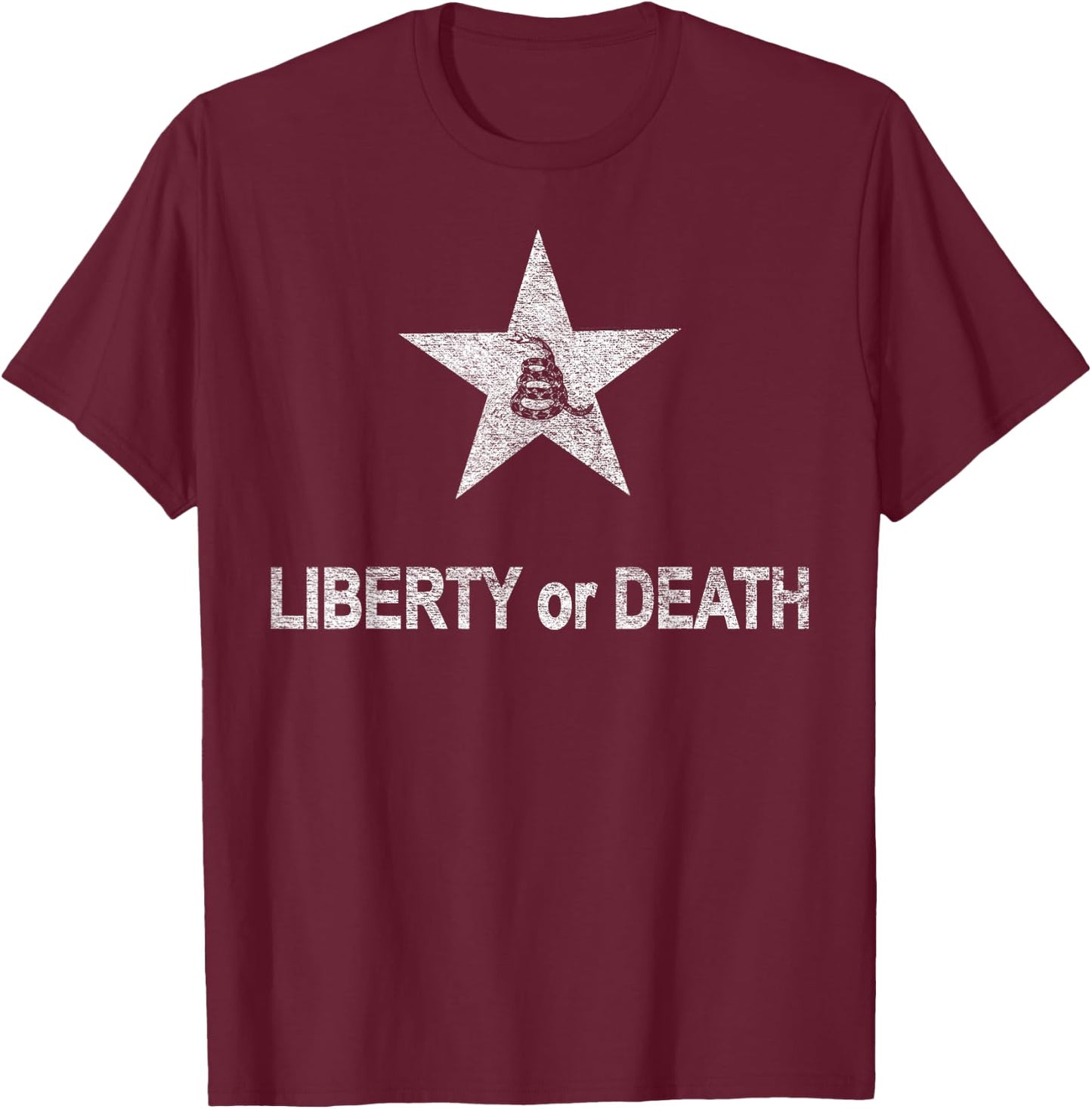 Liberty or Death Battalion Flag Gadsden Snake T-Shirt - T-Shirt | Maroon