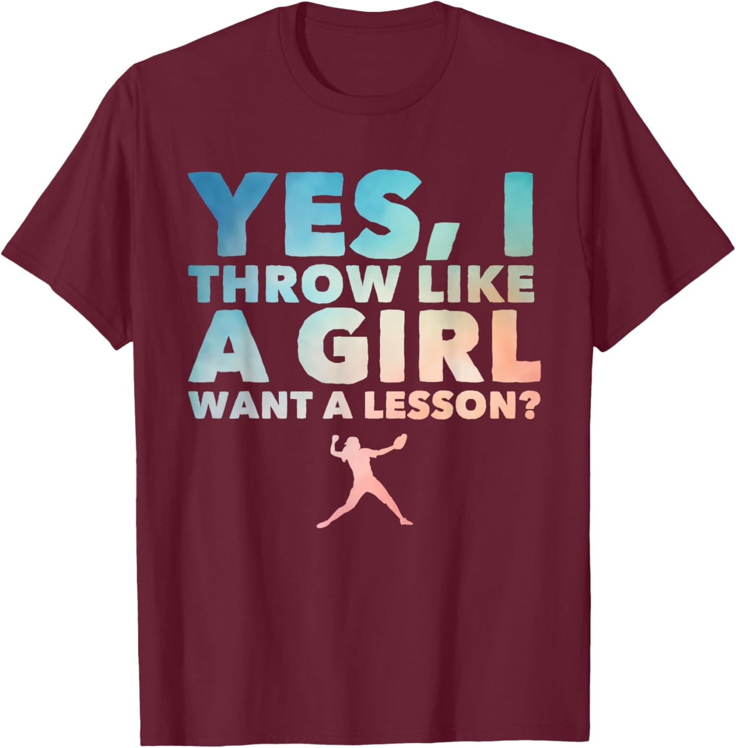 Cool Softball Design Girls Pitcher Softball Player T-Shirt - T-Shirt | Maroon