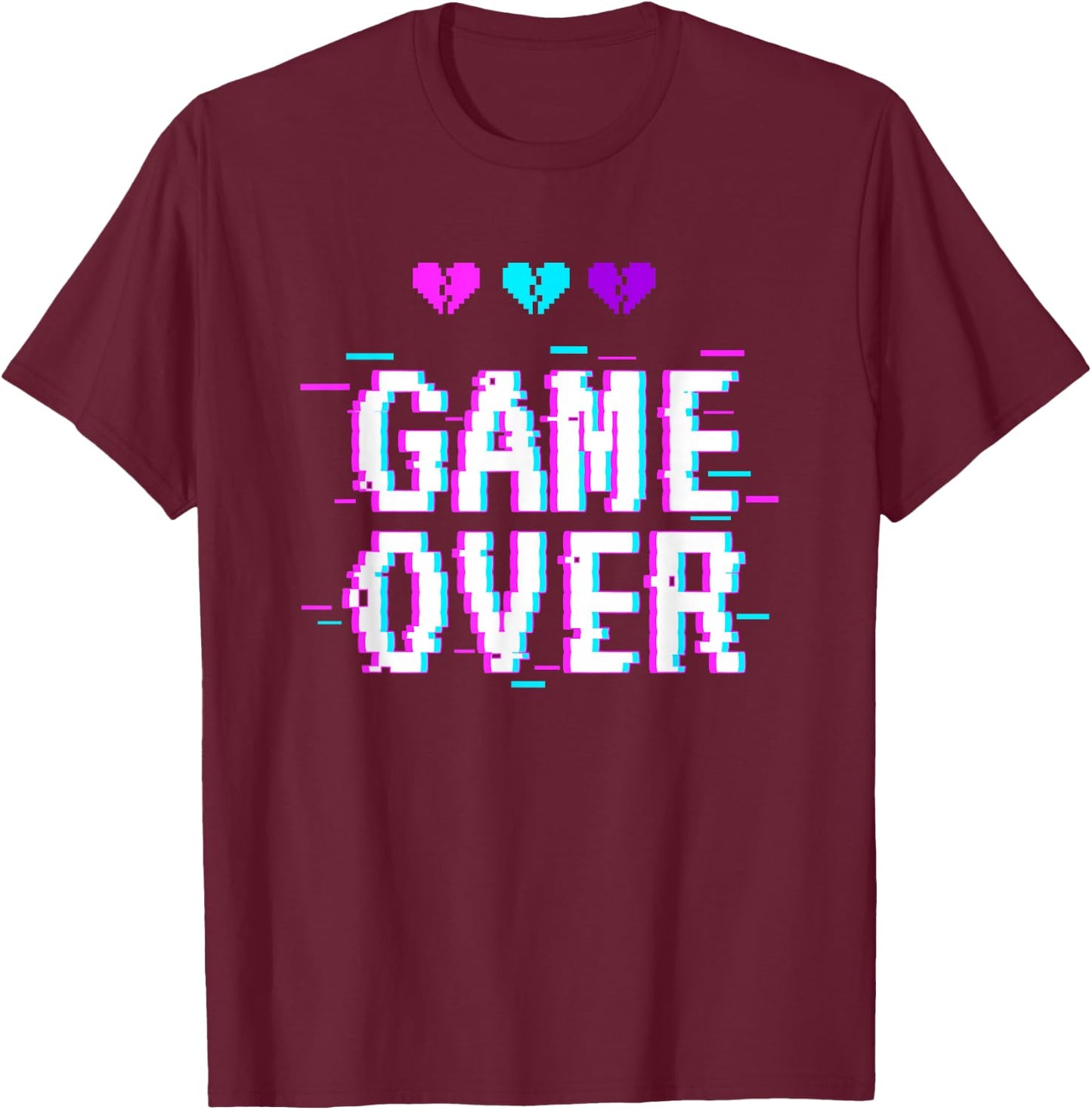 Vaporwave Aesthetic Style Game Over Yami Kawaii Pastel Goth T-Shirt - T-Shirt | Maroon