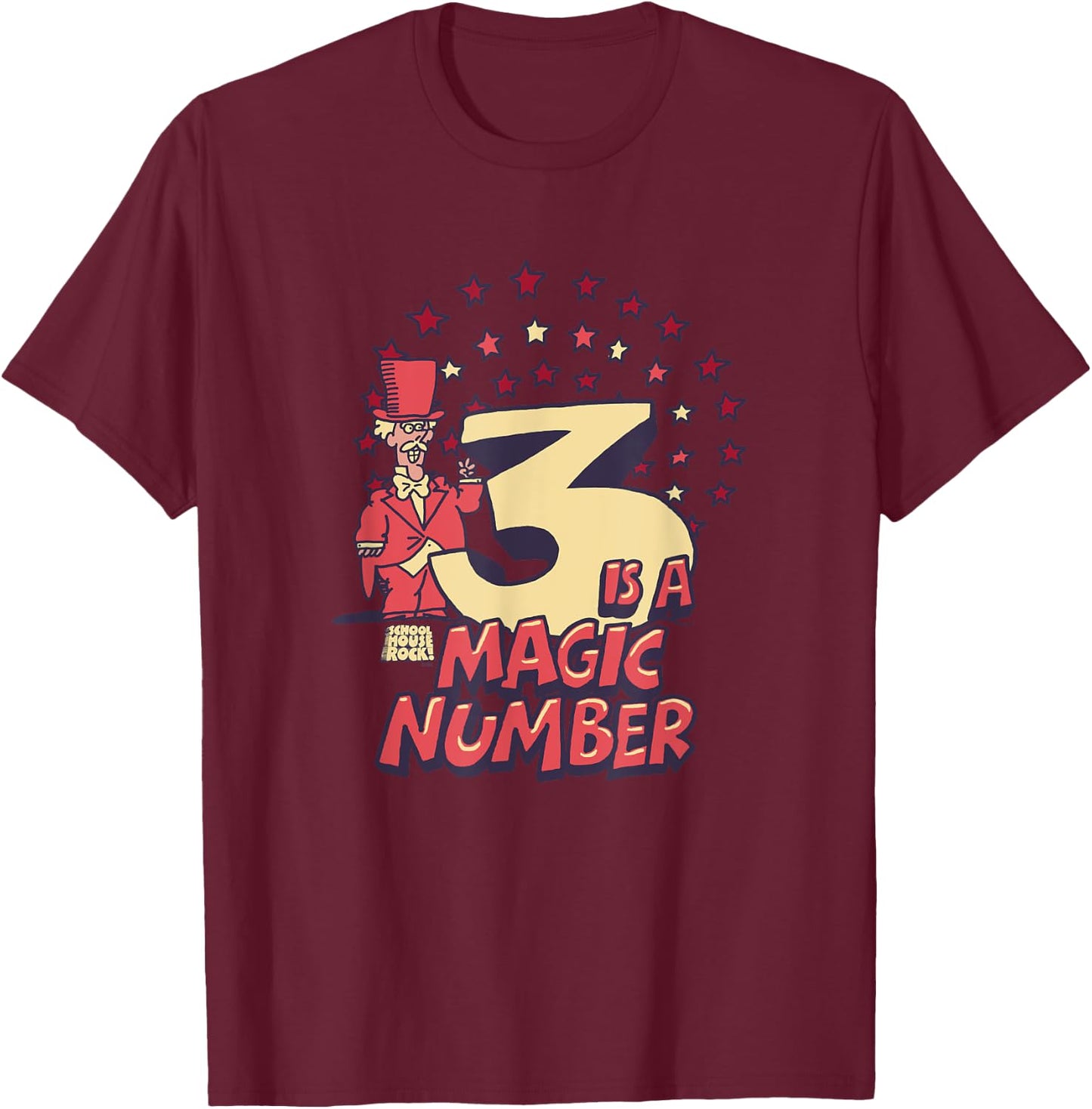 Ripple Junction x Schoolhouse Rock 3 is A Magic Number Math T-Shirt - T-Shirt | Maroon