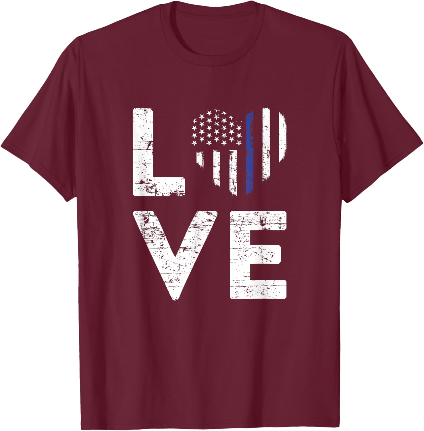 Policeman Valentines Day Gift Law Enforcement Police T-Shirt - T-Shirt | Maroon