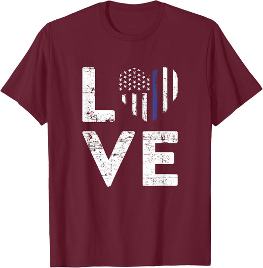 Policeman Valentines Day Gift Law Enforcement Police T-Shirt - T-Shirt | Maroon
