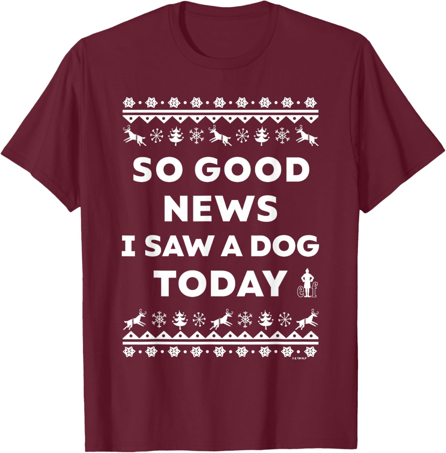 Elf Good news Faux Sweater T-Shirt - T-Shirt | Maroon
