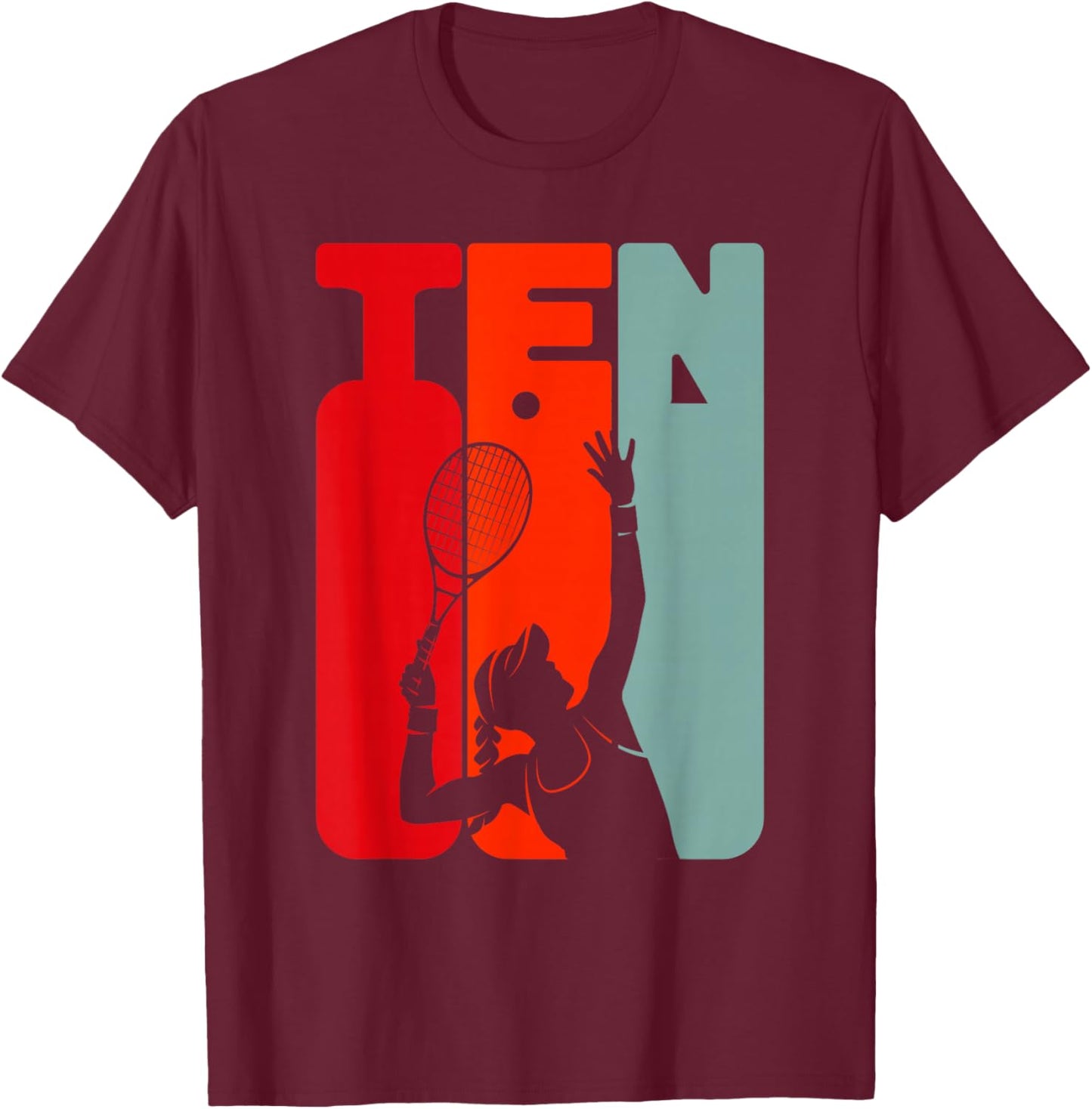 10th Birthday Tennis Player 10 Years Girls Tennis T-Shirt - T-Shirt | Maroon