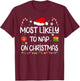 Most Likely to Nap On Christmas Family Funny Matching T-Shirt - T-Shirt | Maroon