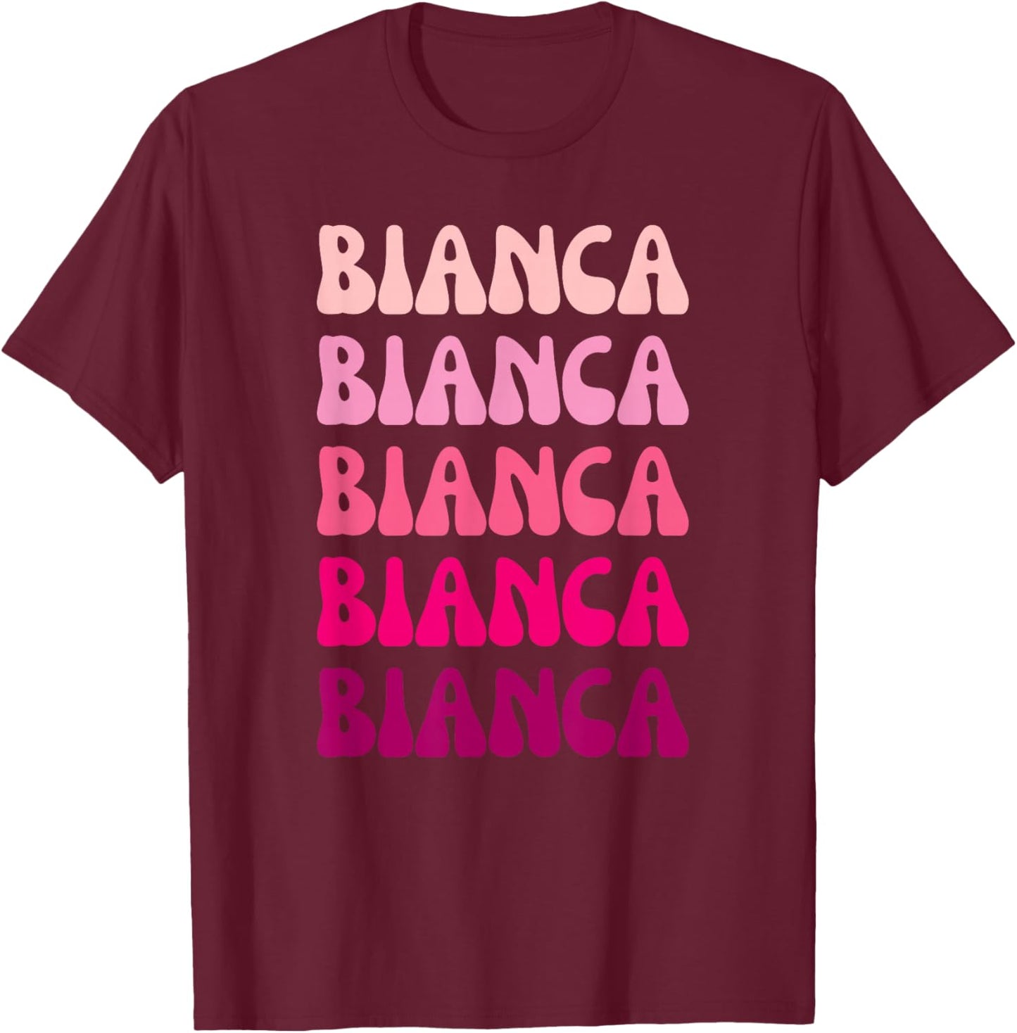 Bianca Retro Stack Design T-Shirt - T-Shirt | Maroon