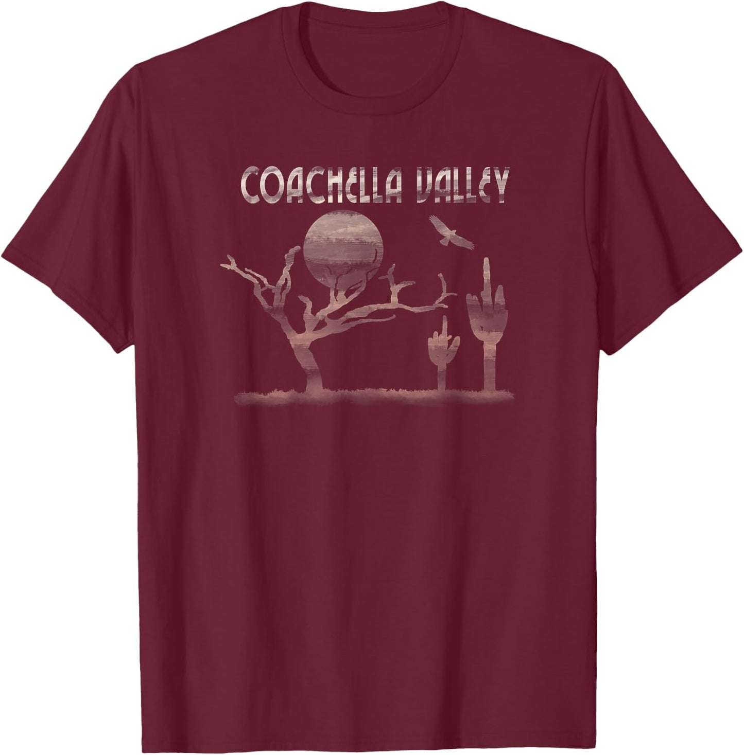 Coachella Valley Vintage Desert Print T-Shirt - T-Shirt | Maroon