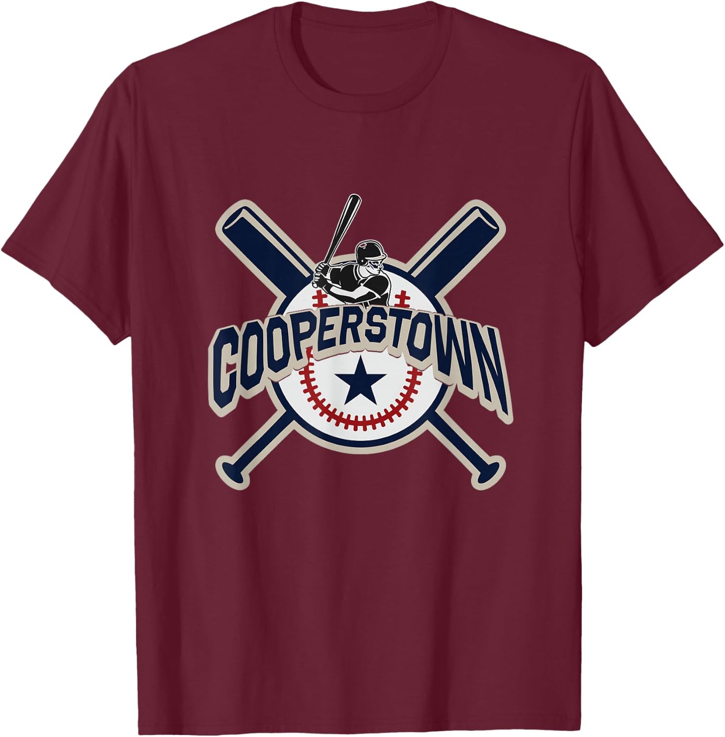 Cooperstown New York Family Holiday Baseball Game T-Shirt - T-Shirt | Maroon