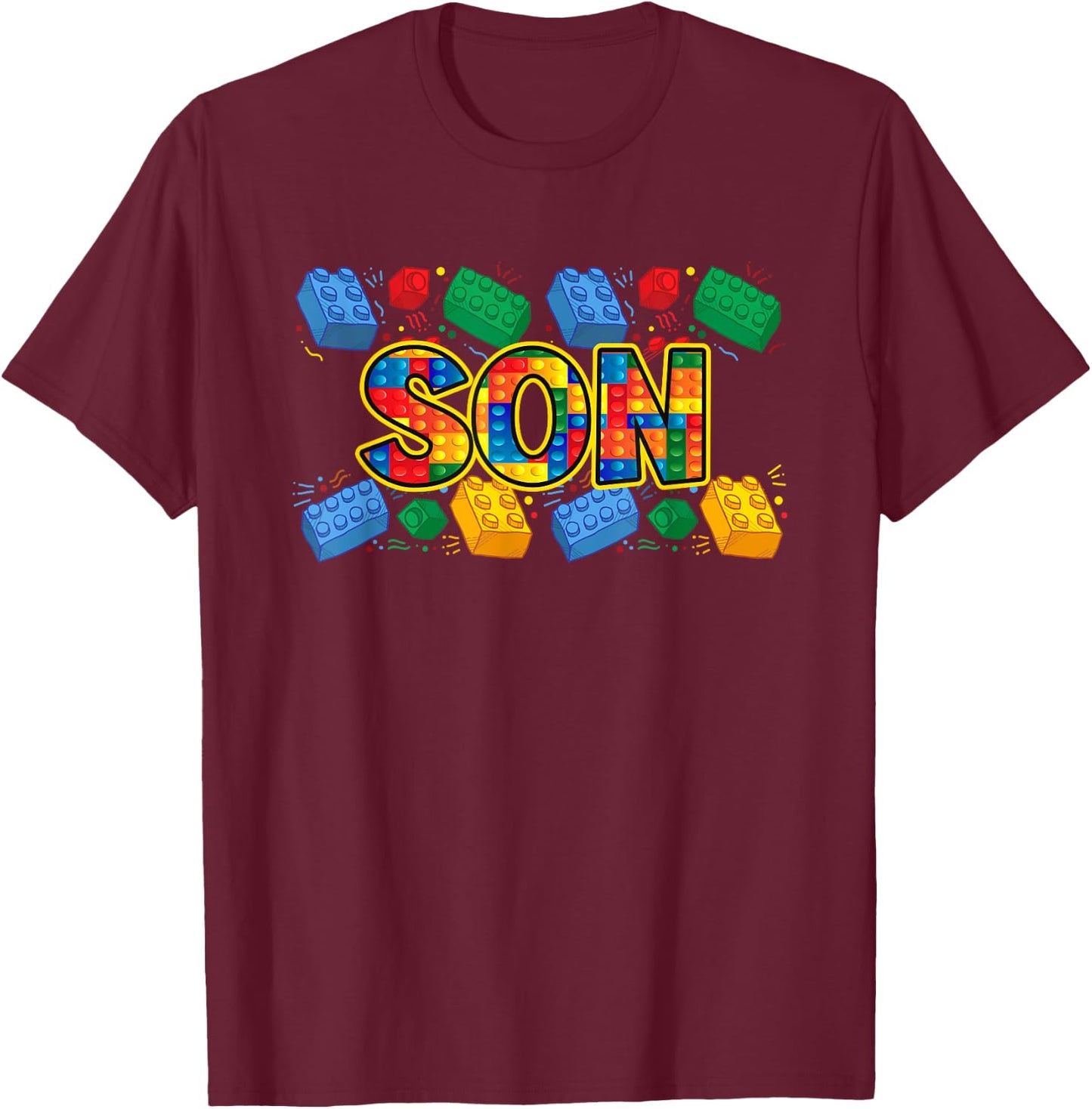 Son Brick Builder Boy Master Builder Blocks Building Funny T-Shirt - T-Shirt | Maroon