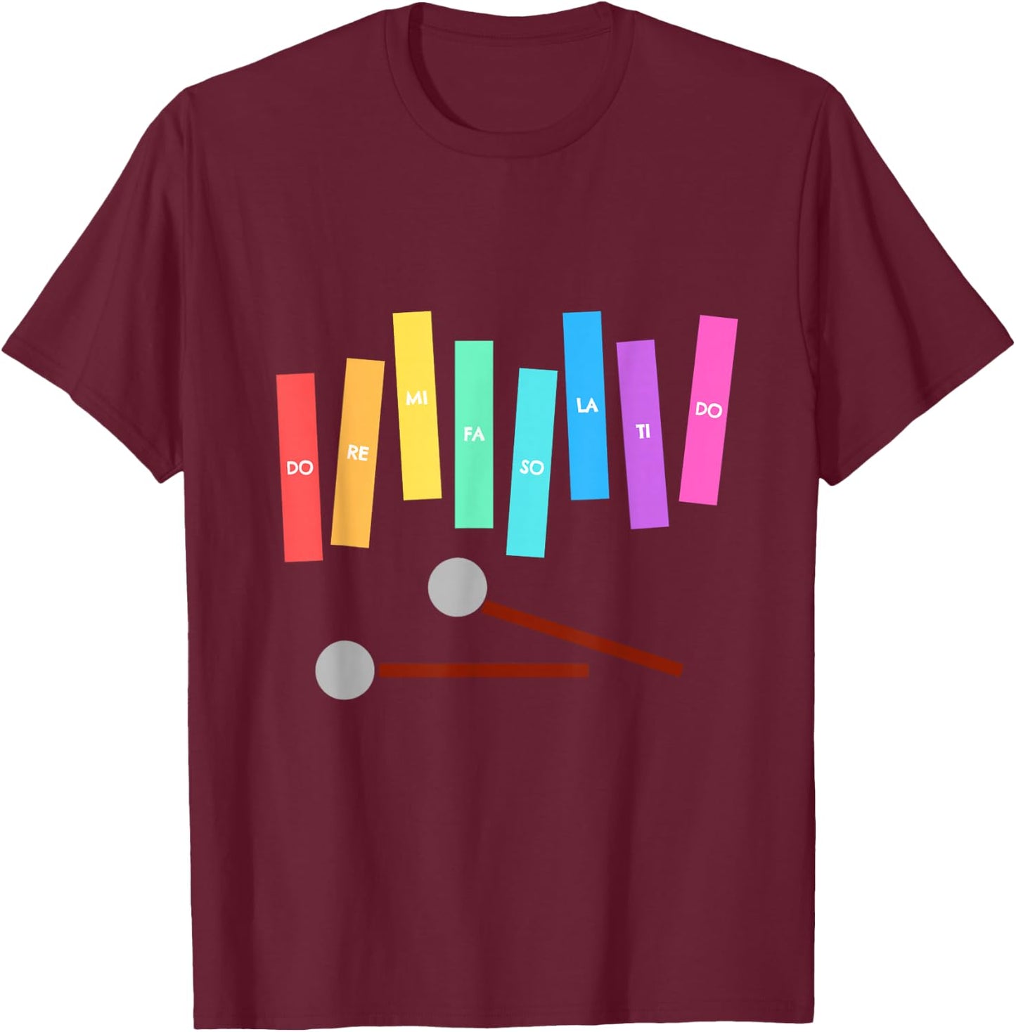 Rainbow Music Xylophone T-Shirt - T-Shirt | Maroon