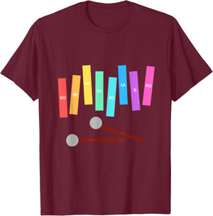 Rainbow Music Xylophone T-Shirt - T-Shirt | Maroon