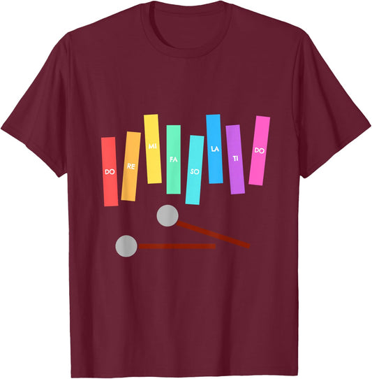 Rainbow Music Xylophone T-Shirt - T-Shirt | Maroon