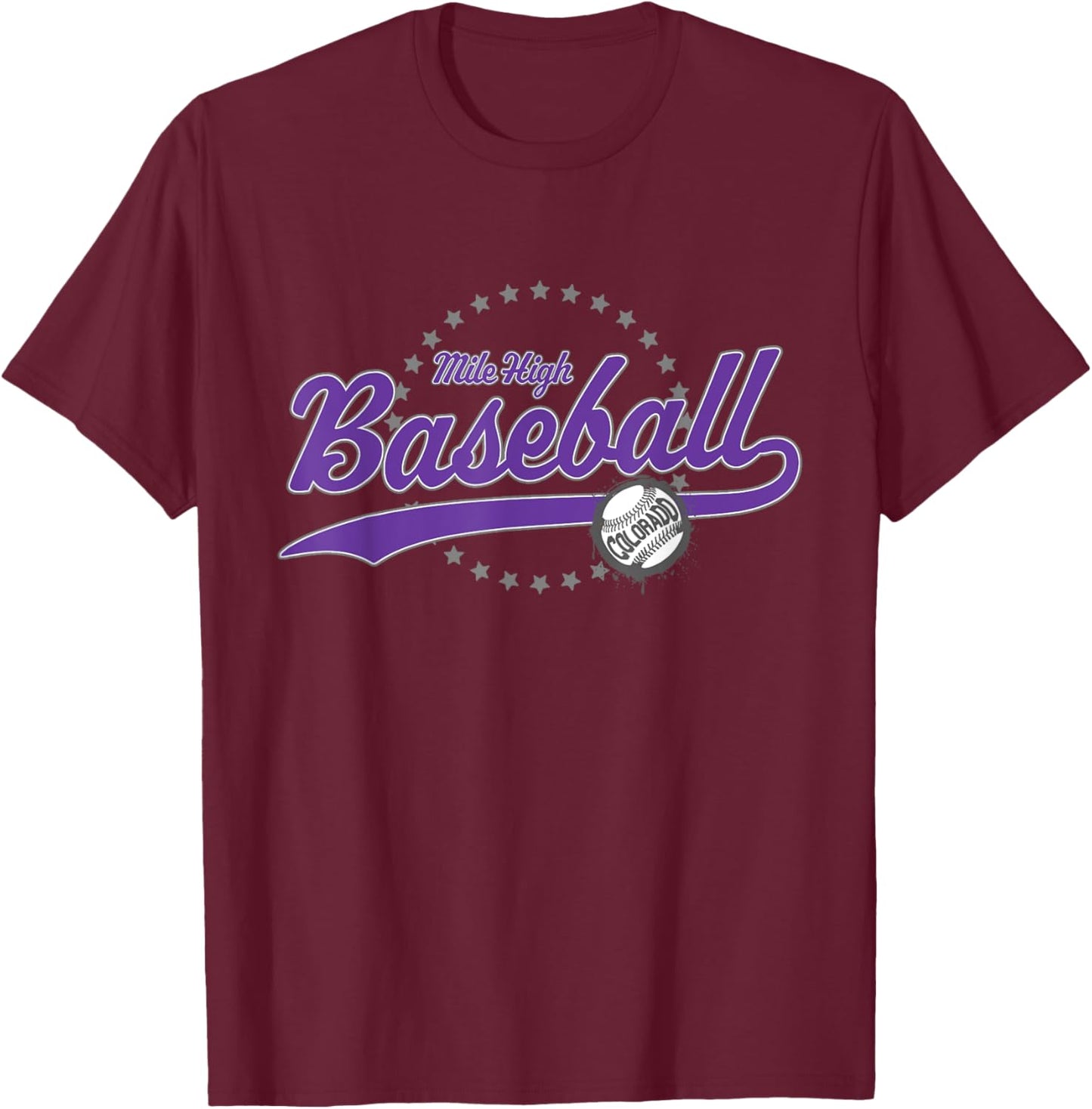 Colorado Baseball Fan - Mile High Baseball T-Shirt - T-Shirt | Maroon