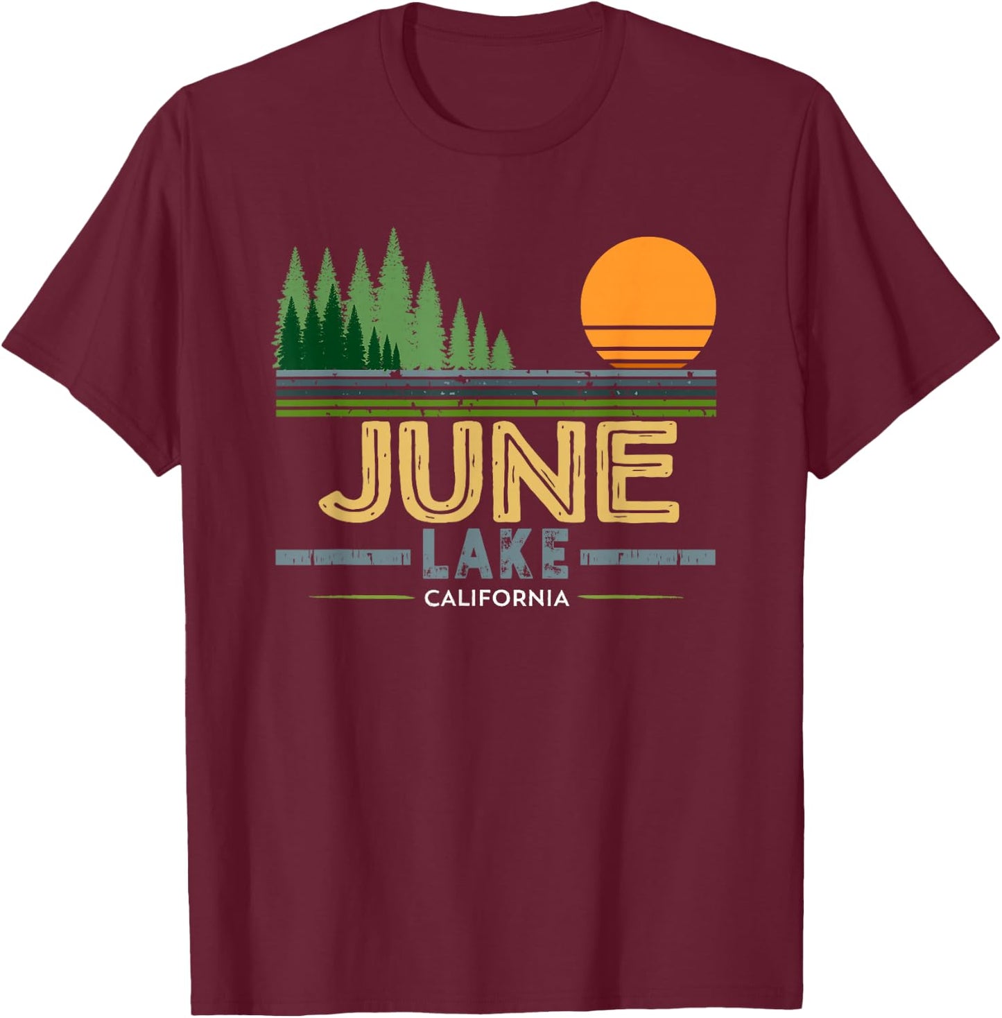 Vintage June Lake California T-Shirt - T-Shirt | Maroon