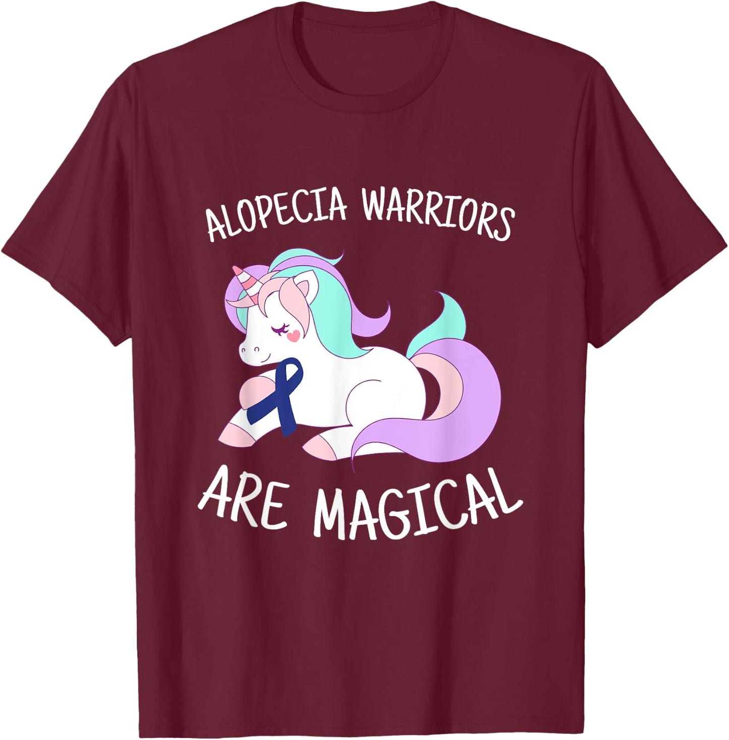 Unicorn Alopecia Warrior Gift, Alopecia Awareness T-Shirt - T-Shirt | Maroon