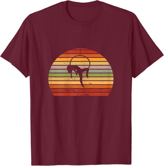Aerial Retro Vintage Aerial Hoop Trapeze Hanging Aerialist T-Shirt - T-Shirt | Maroon