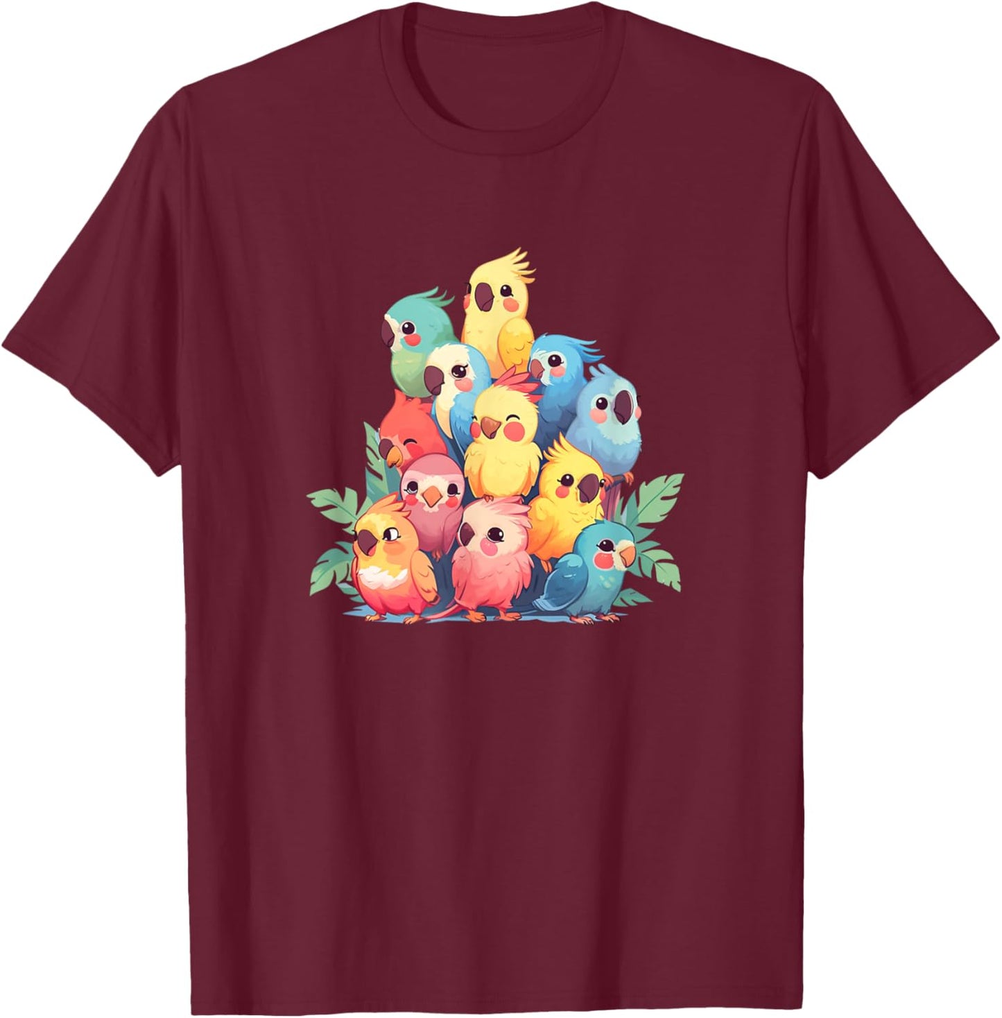 Cute Kawaii Pastel Cockatiel Bird Boys Girls Kids T-Shirt - T-Shirt | Maroon