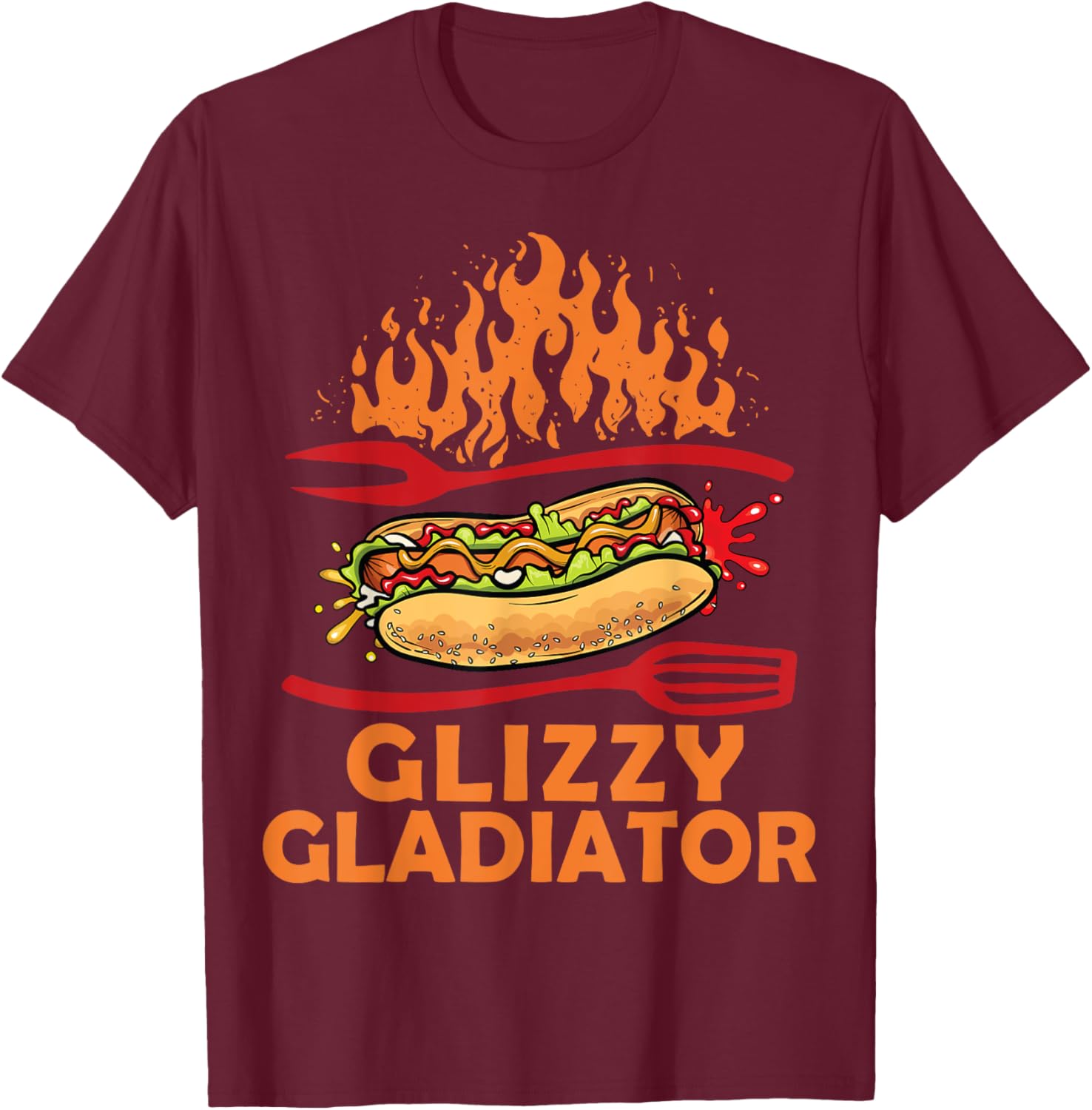 Glizzy Gladiator Funny Women BBQ T-Shirt - T-Shirt | Maroon