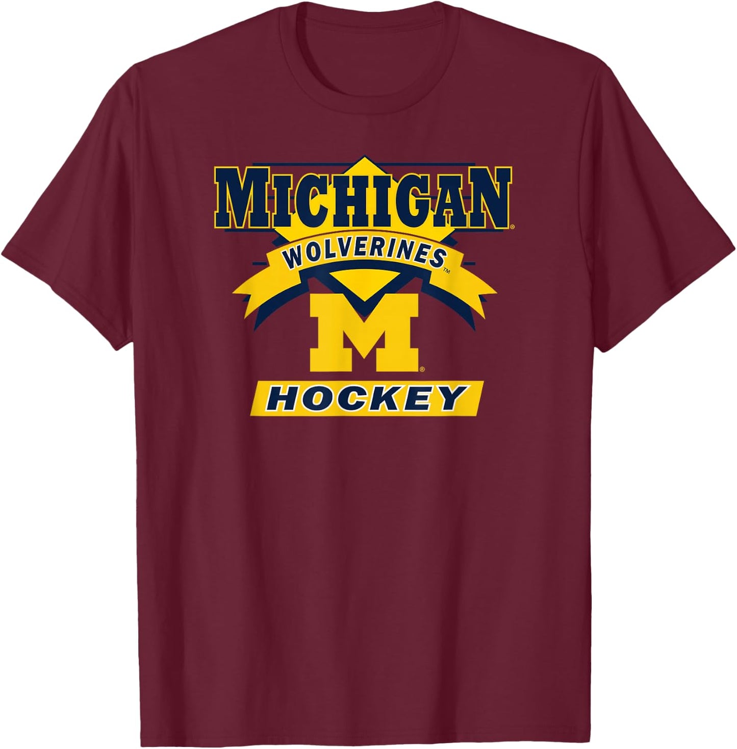 Michigan Wolverines Hockey Goal Officially Licensed T-Shirt - T-Shirt | Maroon