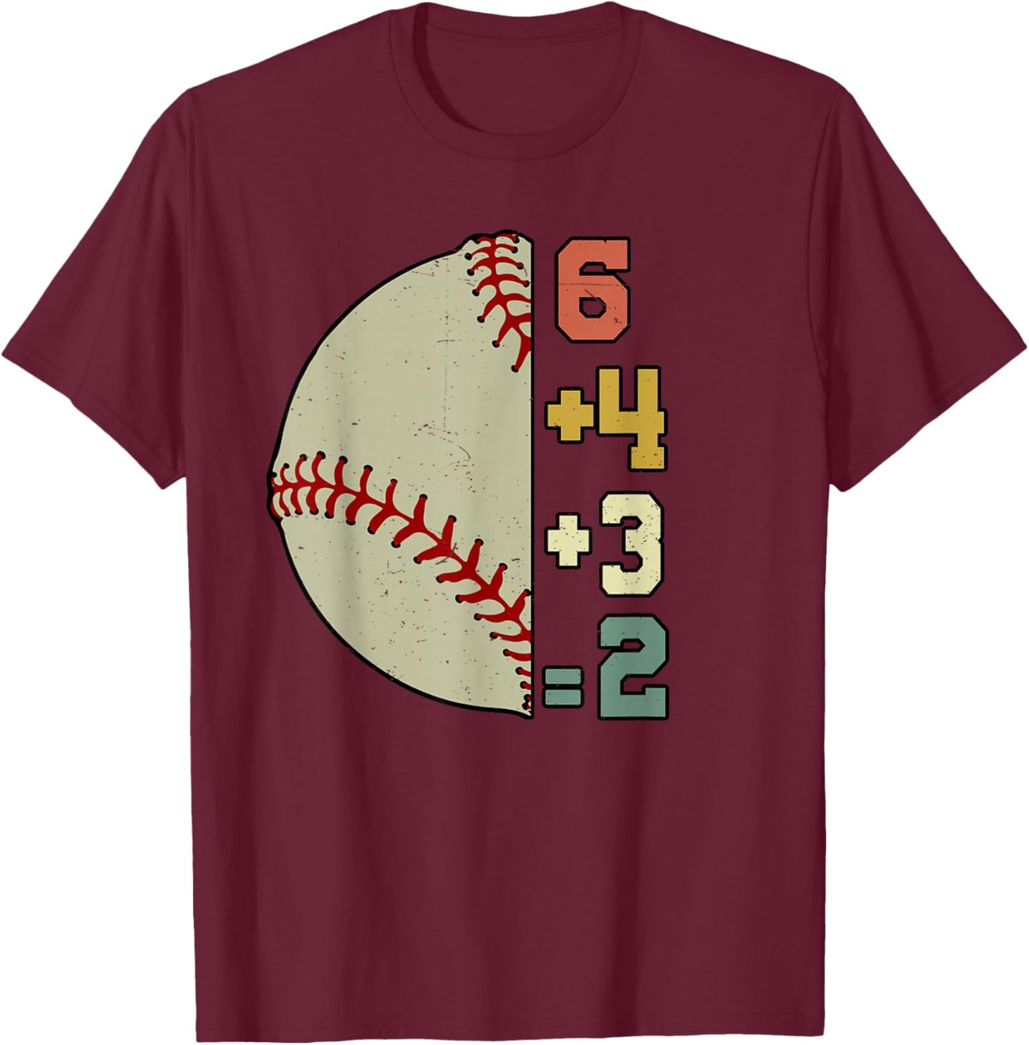Funny 6+4+3=2 Baseball Pitcher Double Play Women Youth Boy T-Shirt - T-Shirt | Maroon