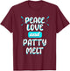 Peace Love and Patty Melt Peace Sign Sandwich American Food T-Shirt - T-Shirt | Maroon