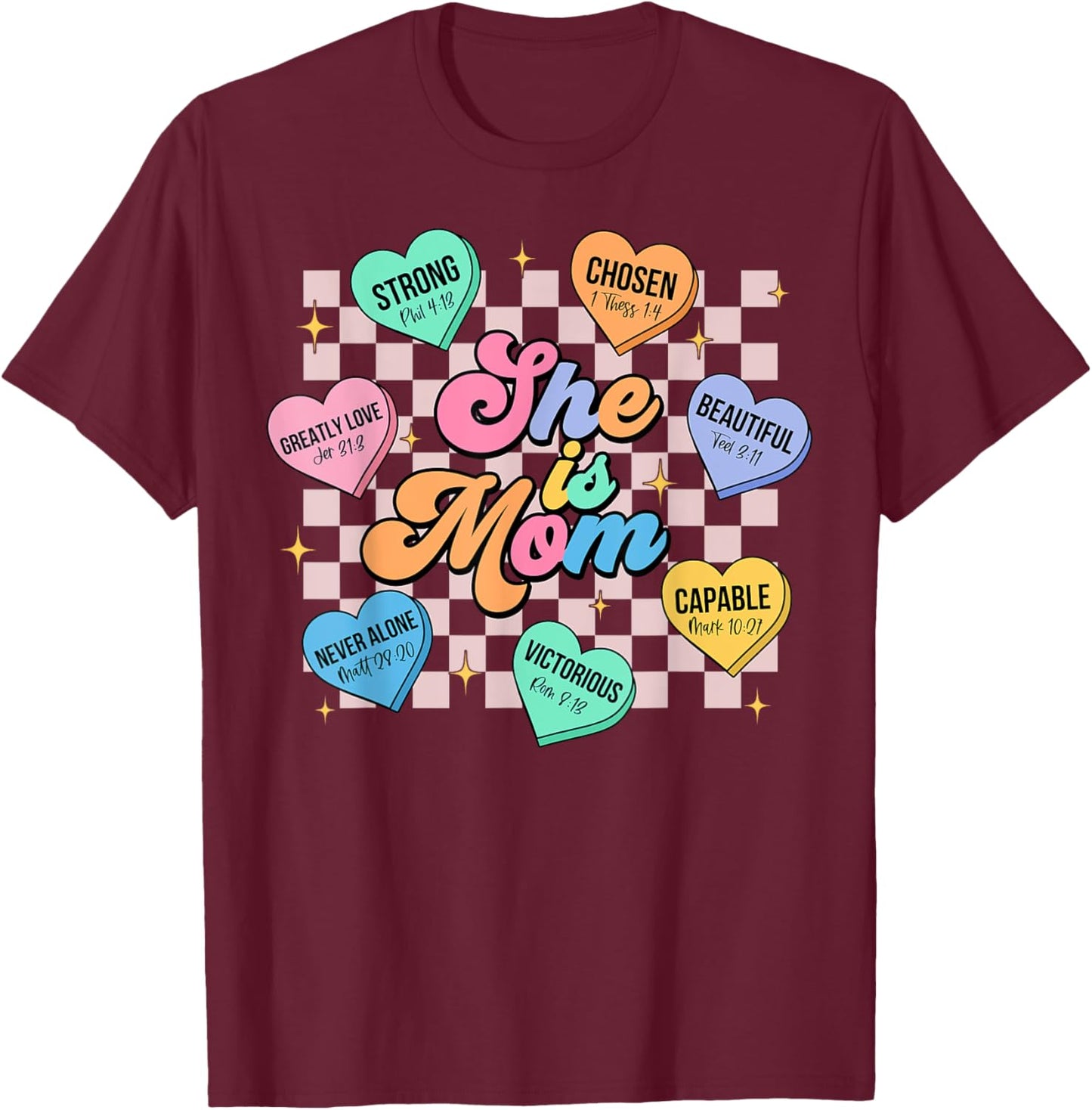 She Is Mom Christian Bible Verse Religious Mother's Day T-Shirt - T-Shirt | Maroon