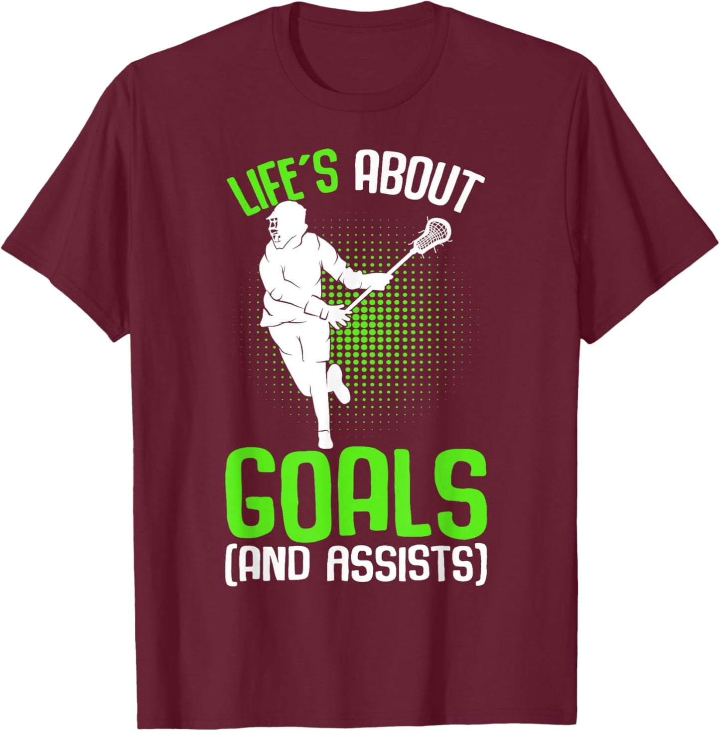 Life´s About Goals Lacrosse Player Youth Men Boys Kids T-Shirt - T-Shirt | Maroon