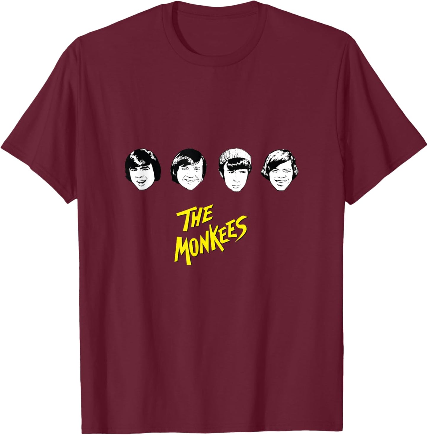 The Monkees B&W Faces T-Shirt - T-Shirt | Maroon