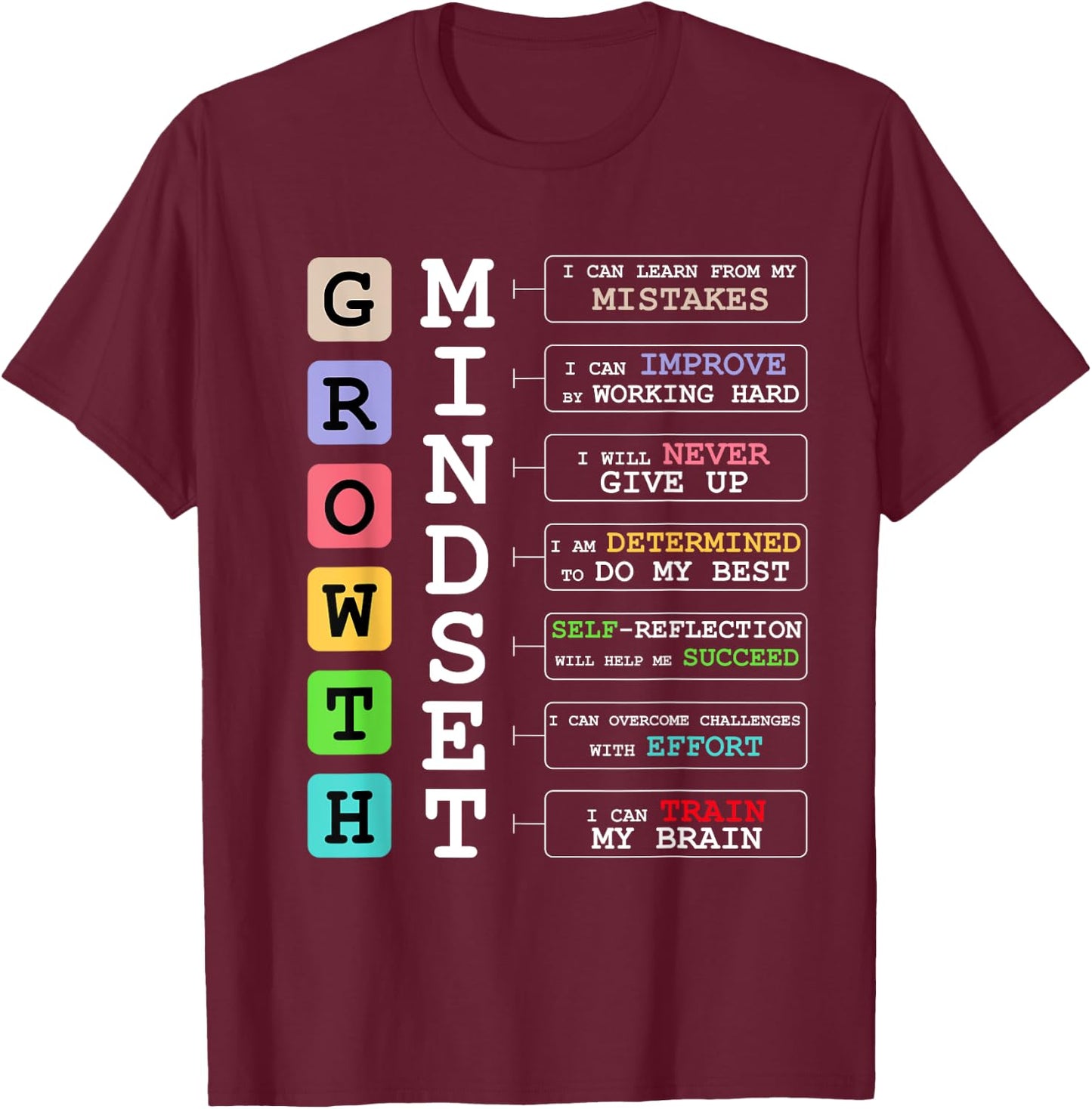 Growth Mindset shirt Positive School Classroom Teacher Gift T-Shirt - T-Shirt | Maroon