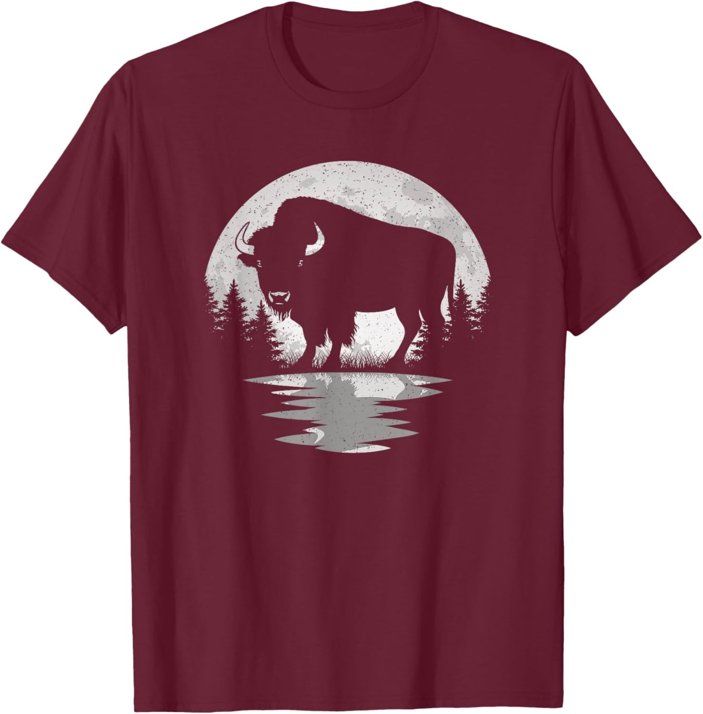 Bison Lover Moon Vintage Buffalo Men Women Kids T-Shirt - T-Shirt | Maroon