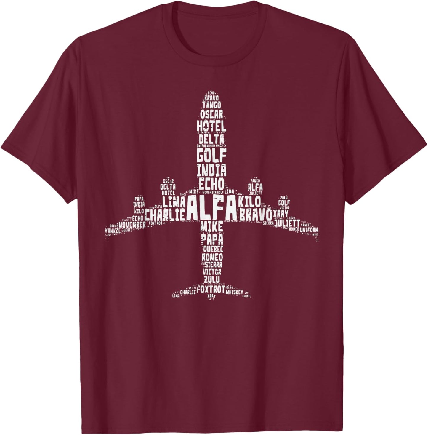 Pilot Airplane Phonetic Alphabet Aviation Men Women Kids Boy T-Shirt - T-Shirt | Maroon