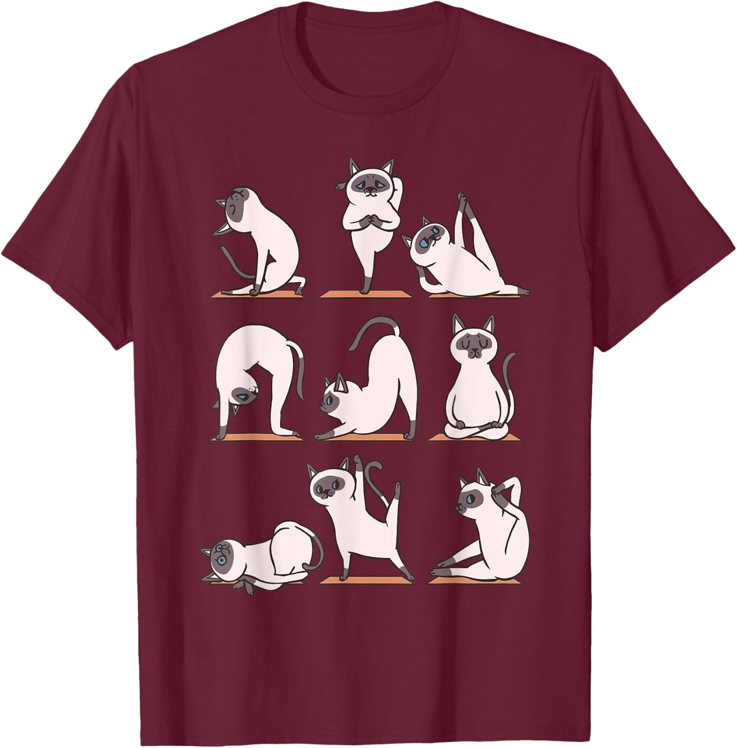 Siamese Cat Yoga T-Shirt - T-Shirt | Maroon