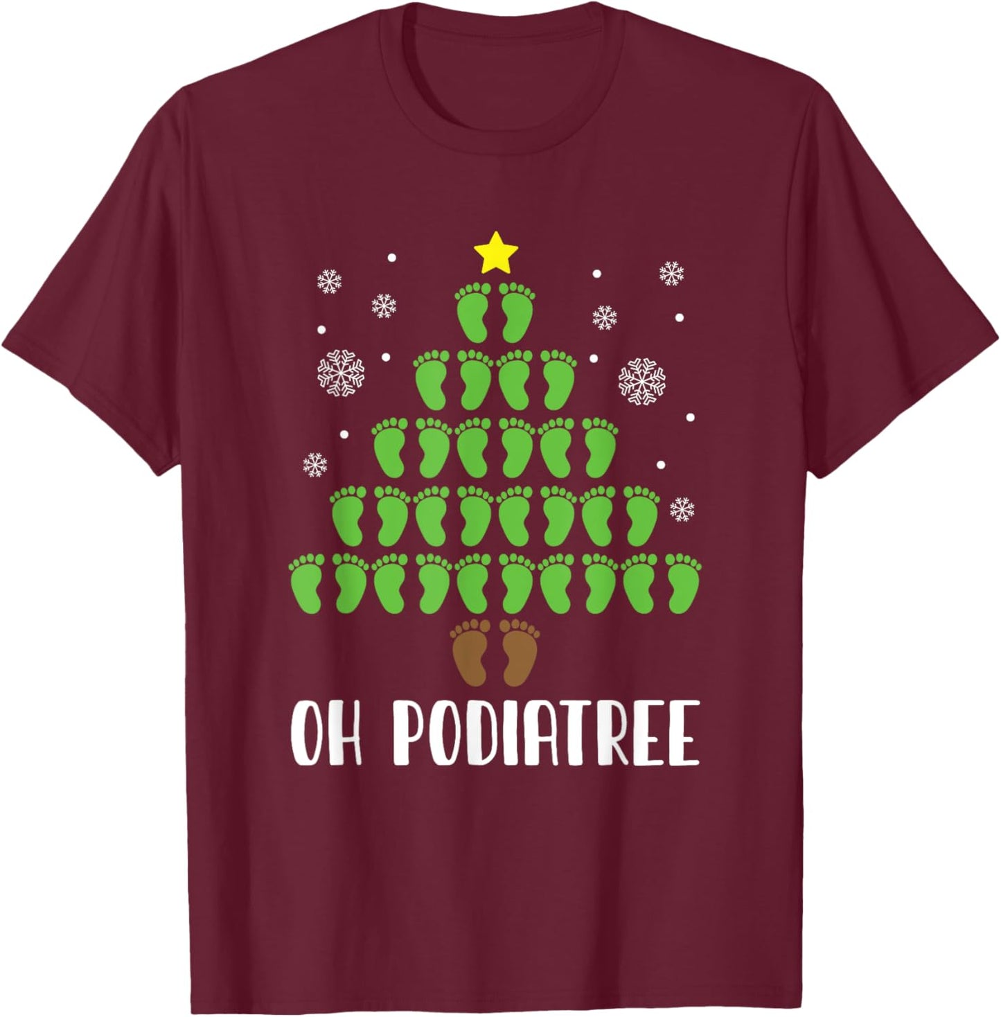 Oh Podiatree Chiropodist Podiatrist Funny Christmas Podiatry T-Shirt - T-Shirt | Maroon