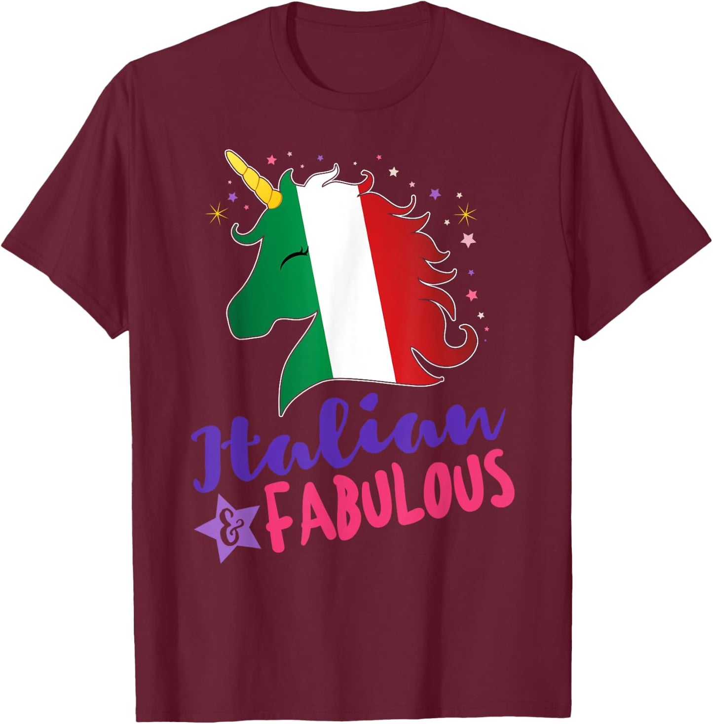 Italian Pride Gift Italian Unicorn T-Shirt - T-Shirt | Maroon