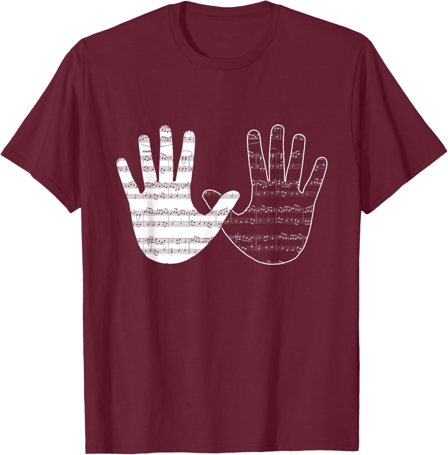 Music Musical Player Hands Piano Pianist Gift T-Shirt - T-Shirt | Maroon