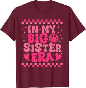 Groovy in My Big Sister Era Retro Big Sister Girls Kids Gift T-Shirt - T-Shirt | Maroon