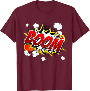 Boom Vintage Pop Art Retro Comic Book Gift Apparel T-Shirt - T-Shirt | Maroon