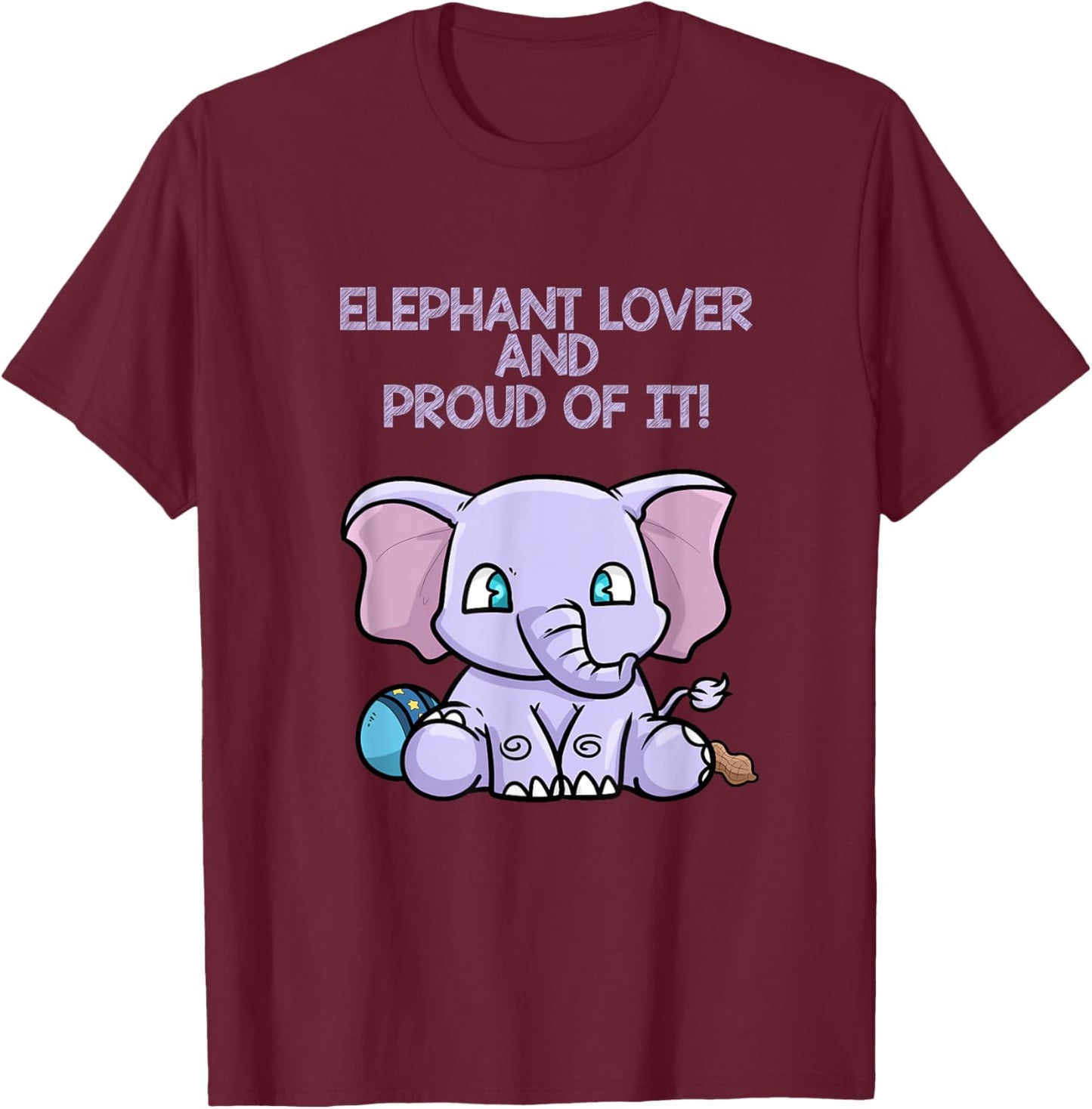 Elephant Lover And Proud Of It Colorful Graphic T-Shirt - T-Shirt | Maroon